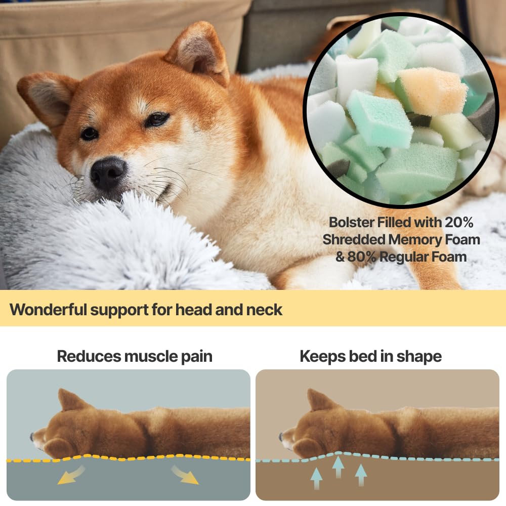Codi Dog Bed For Couch - Calming Dogs Beds For X-Large Pets, Fluffy Plush Cats Mat, Anti Anxiety Pet Mats With Removable Washabl