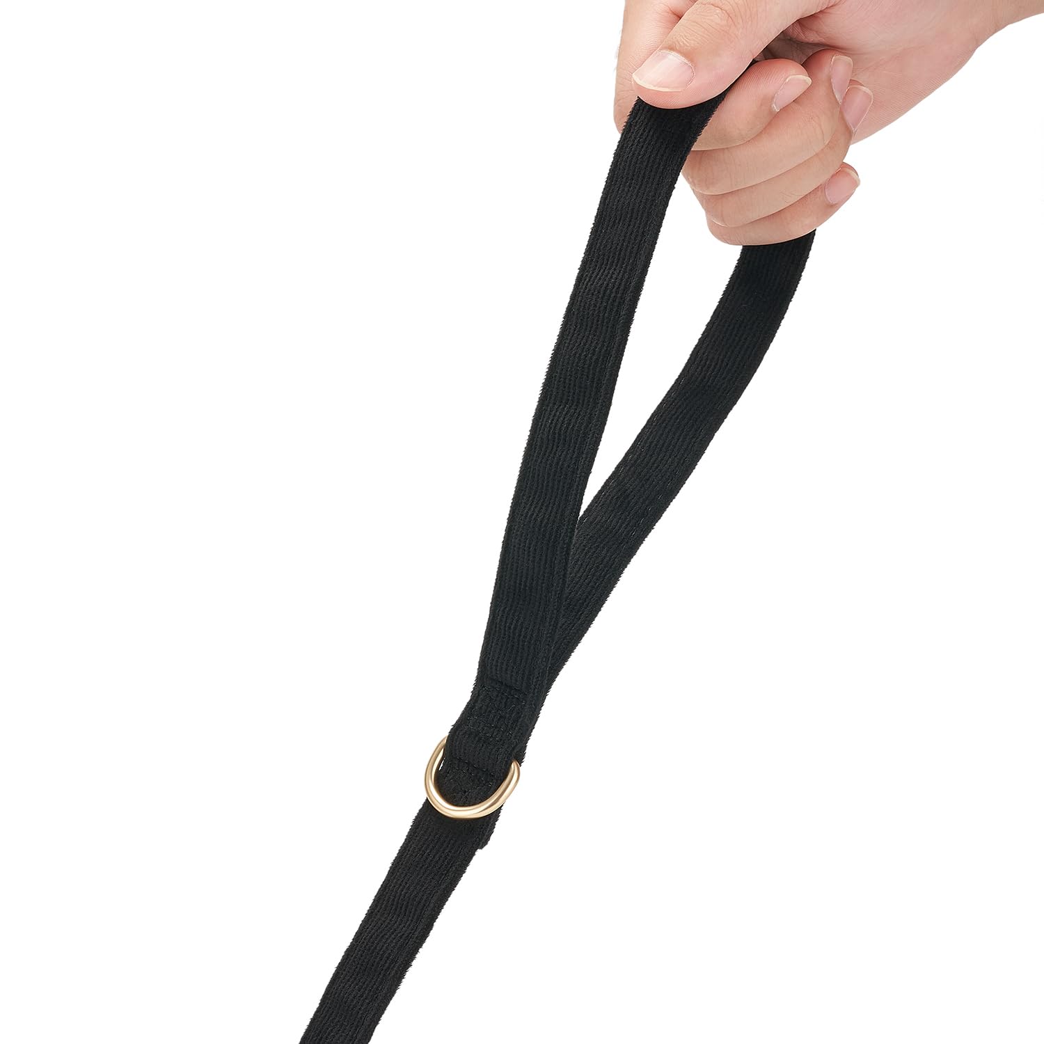 Ewinoom Soft Corduroy Dog Collar and Leash Set, Adjustable Cotton Dog Collars with Metal Buckle and Lead for Small Dogs,Black