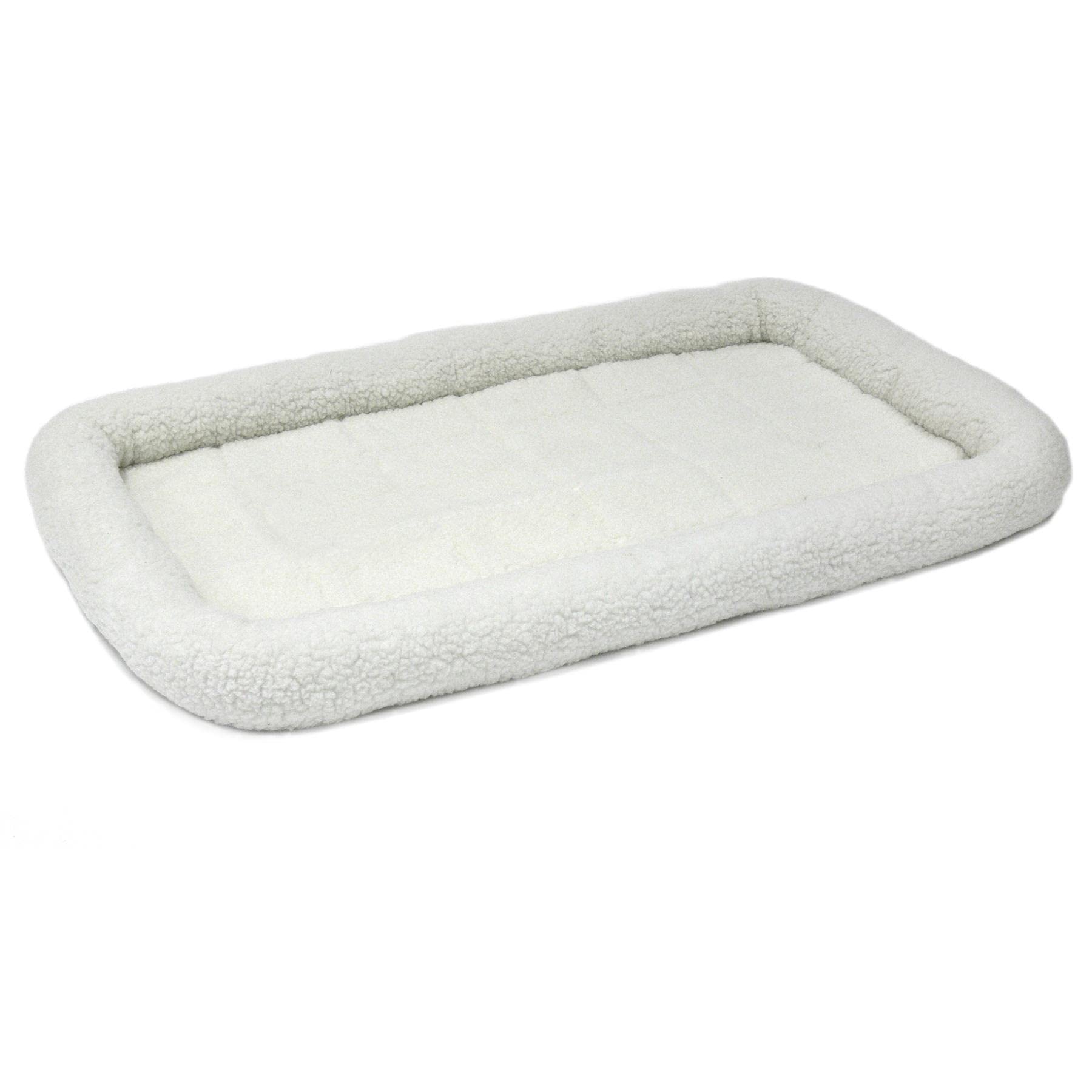 Midwest Homes For Pets Bolster Dog Bed 48L-Inch White Fleece Dog Bed W/ Comfortable Bolster | Ideal For Extra Large Dog Breeds & Fits A 48-Inch Dog Crate | Easy Maintenance Machine Wash & Dry