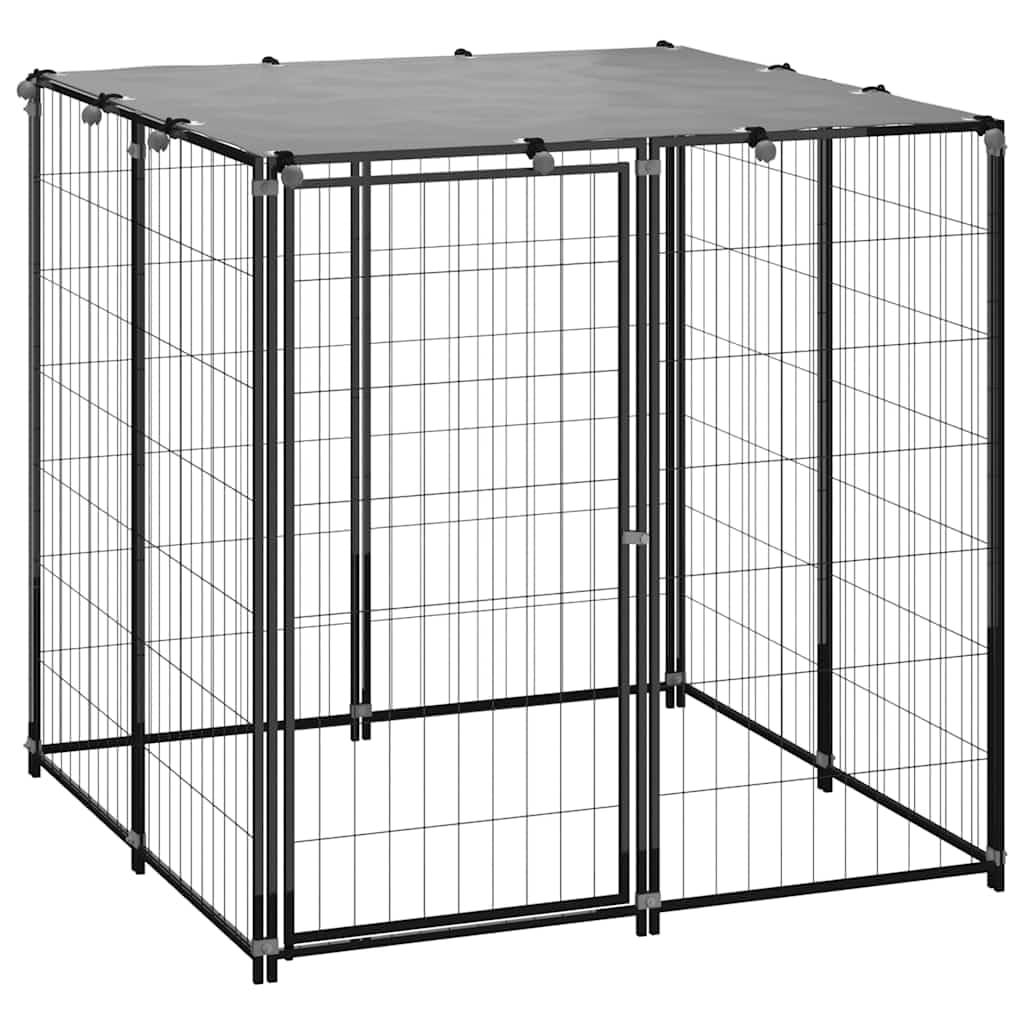 vidaXL Dog Kennel Black 43.3x43.3x43.3 Steel