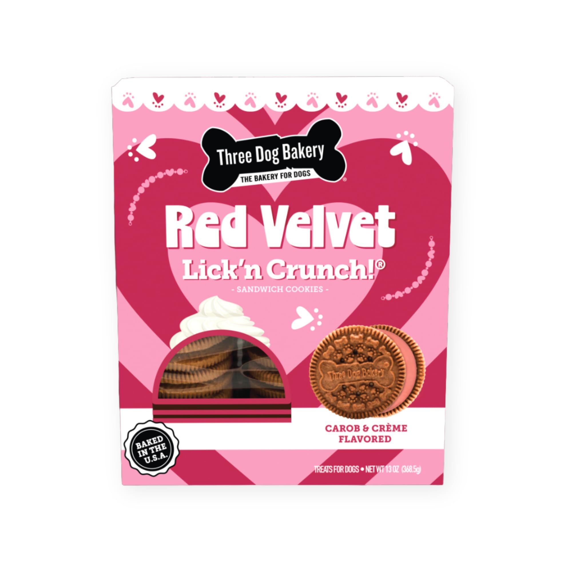 Three Dog Bakery Red Velvet Valentines Day Lickn Crunch 13 oz