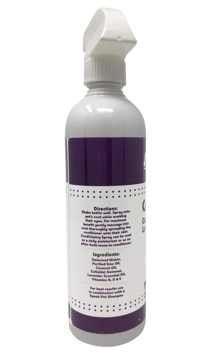 Speak Pet Products Natural Leave-In Conditioning Spray, For Dogs, Calming Lavender, 17Oz