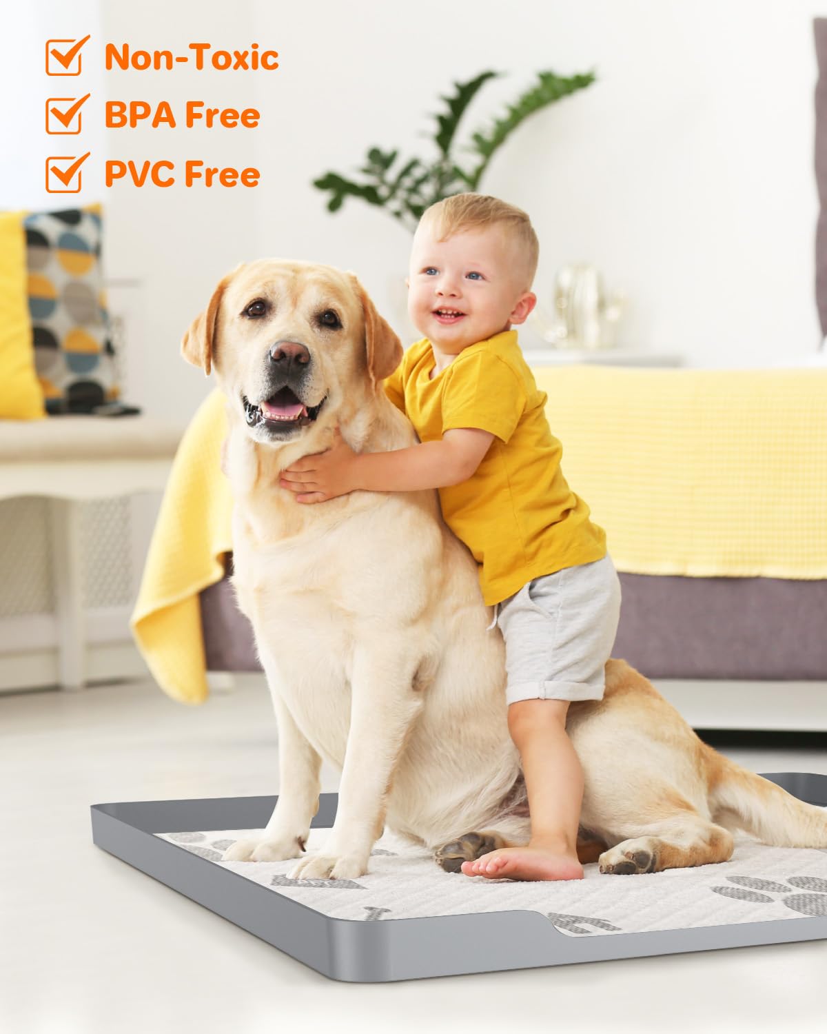 Pee Pad Holder For Dogs, 27''X27'' Non-Slip Silicone Mat & Leak-Proof Tray For Floor Protection, Puppy Potty Training Pad Tray,