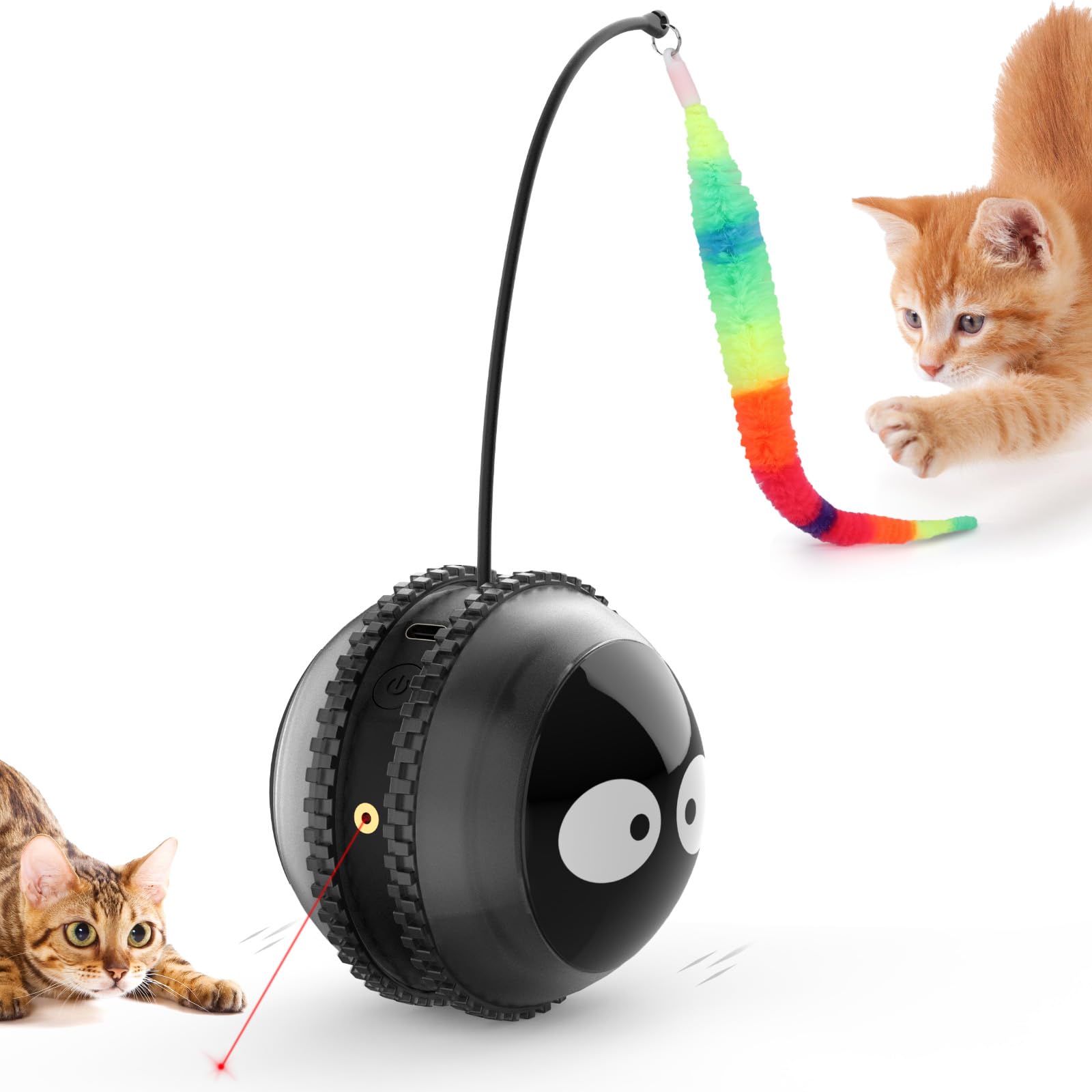 Aiperro Cat Toys For Indoor Cats, Innovative Interactive Cat Toy Ball With Bird Chirping, Usb Rechargeable Automatic Exercise Ro
