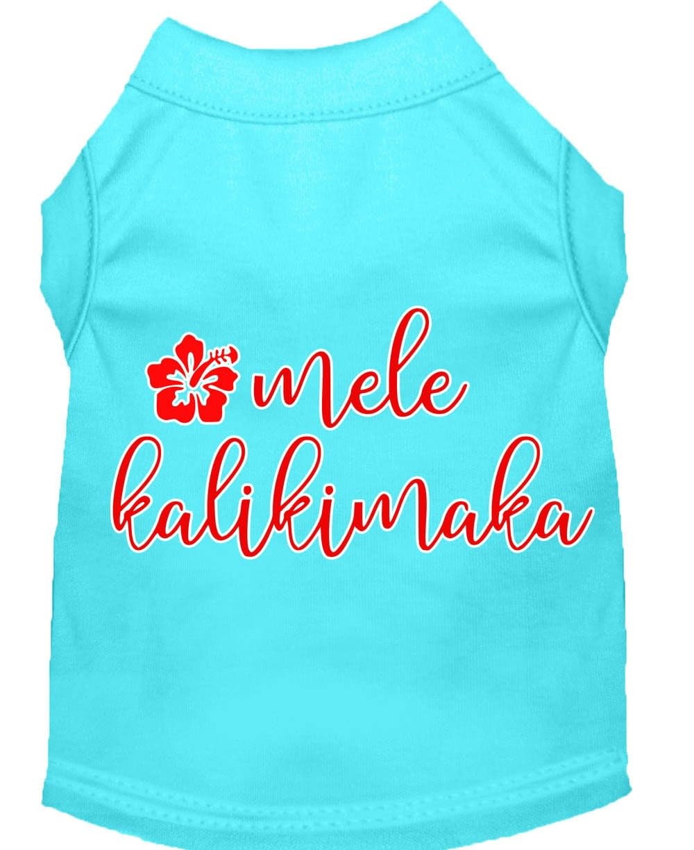 Christmas Pet Dog & Cat Shirt Screen Printed, &quot;Mele Kalikimaka&quot; Blue LG (10-14 lbs.)