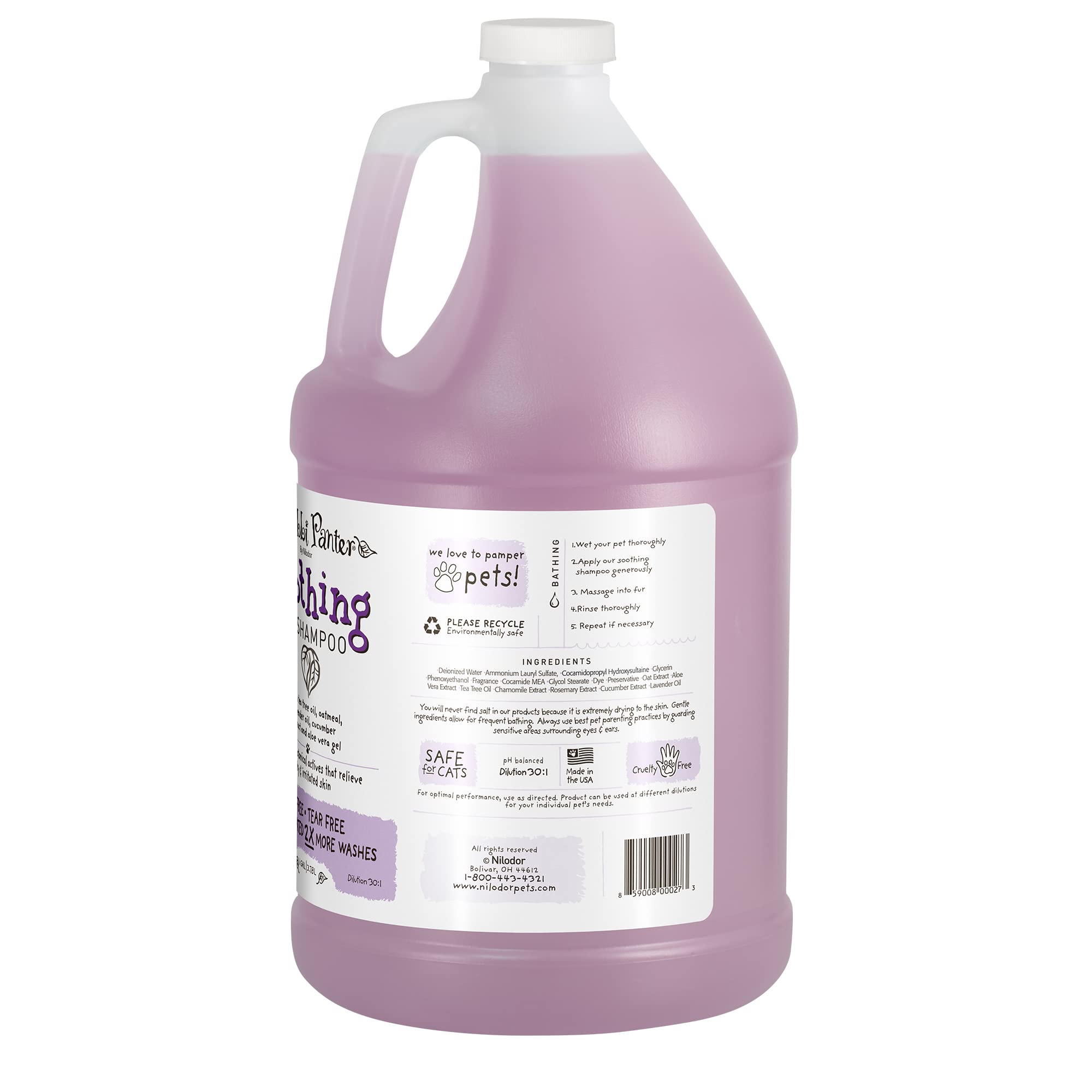 Bobbi Panter Soothing Dog Shampoo, Heals & Soothes Irritated Skin, Lavender Scent - 30:1 Concentrated Formula, Made In The Usa, Trusted By Professional Groomers, 1 Gal.