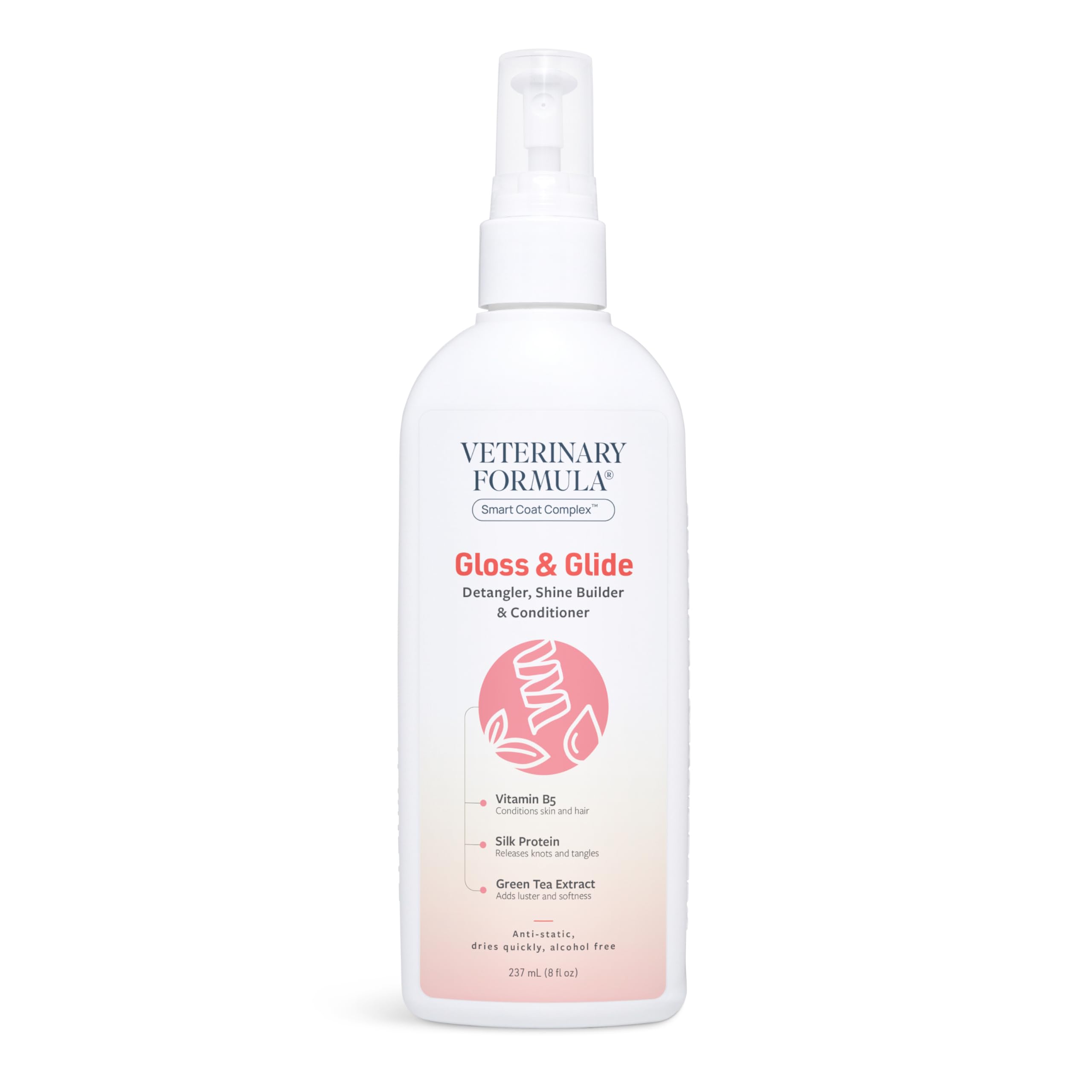 Veterinary Formula Smart Coat Complex Gloss & Glide Detangler, 8 Fl Oz - Shine Builder, Conditioner Spray For Dogs - Quickly Det