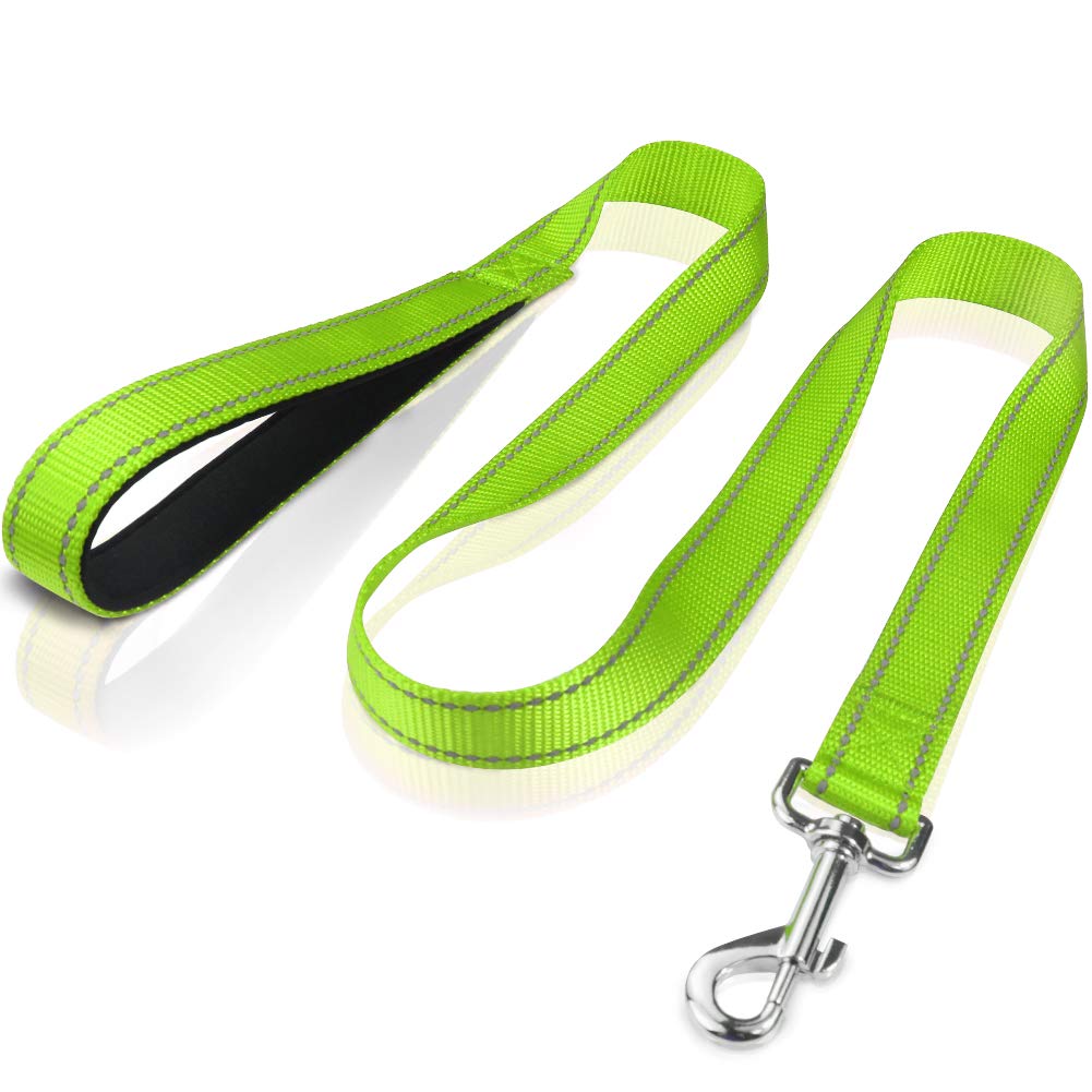 Funtags 4Ft Reflective Dog Leash With Soft Padded Handle For Training,Walking Lead For Medium & Small Dogs,3/4 Inch Wide,Green
