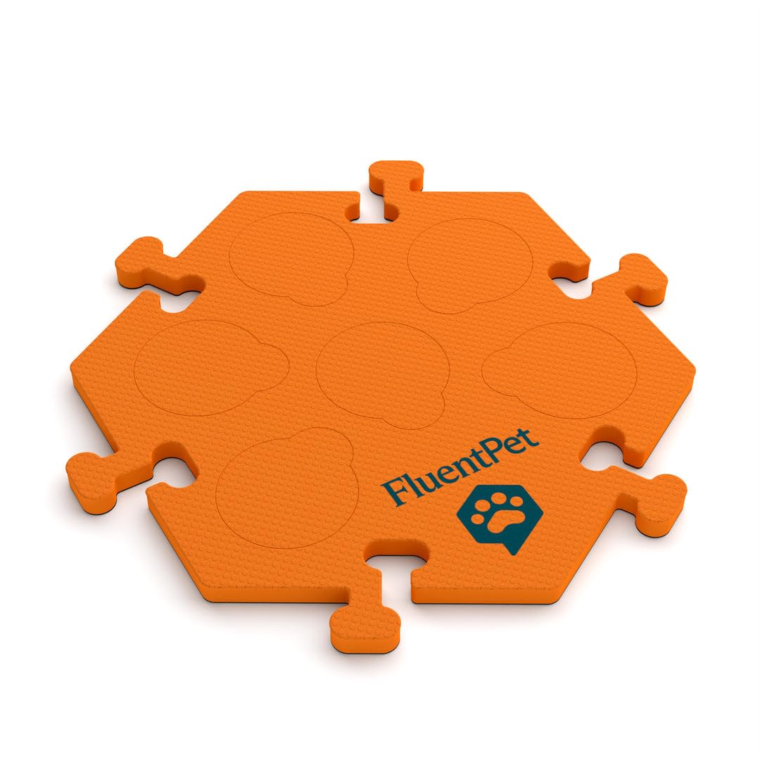 Fluentpet Hextile - Orange | Accessory Dog And Cat Button Learning Kits | Can Hold Up To 6 Buttons | Soft, Durable, And Non-Slip