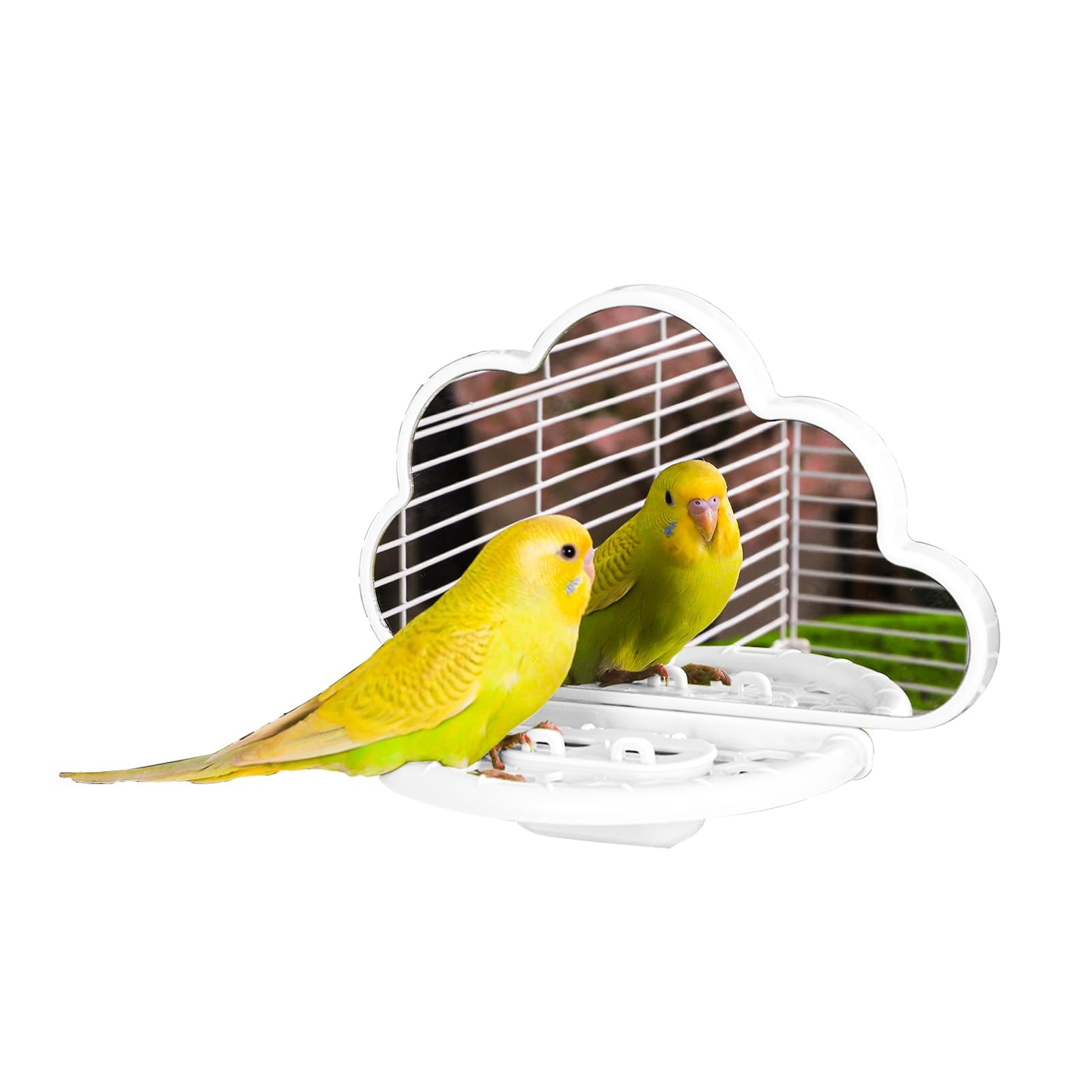 Septillar Bird Mirror With Perch Stand, Bird Toys For Parakeet Cockatiel Conure Lovebirds Finch Canaries (White)