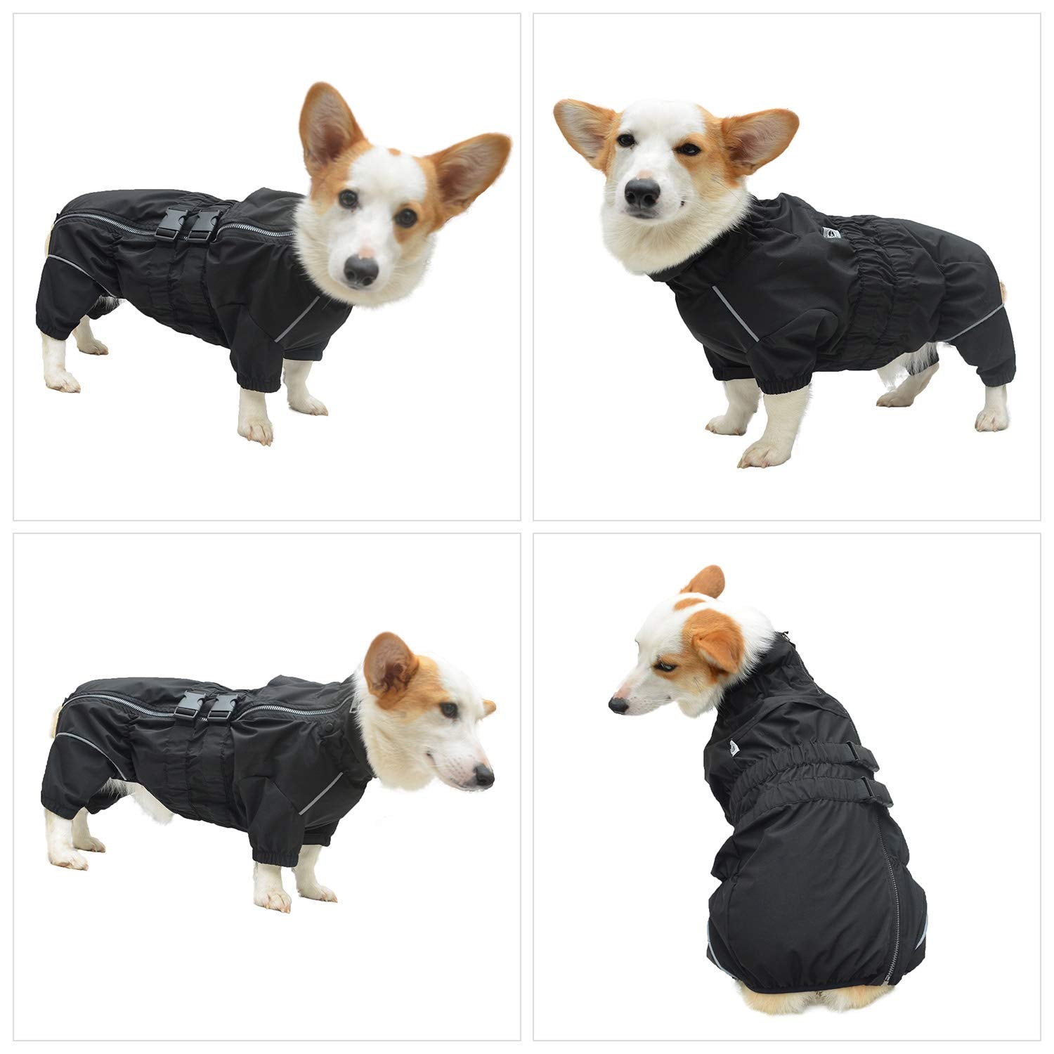 Dogs Waterproof Jacket, Lightweight Waterproof Jacket Reflective Safety Dog Raincoat Windproof Snow-Proof Dog Vest For Corgis Da