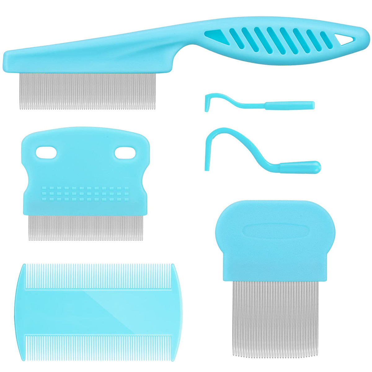 Cat Comb Dog Comb Fine Tooth Comb Pet Comb Grooming Set For Grooming And Removing Dandruff Flakes Remove Float Hair Tear Marks (Blue)