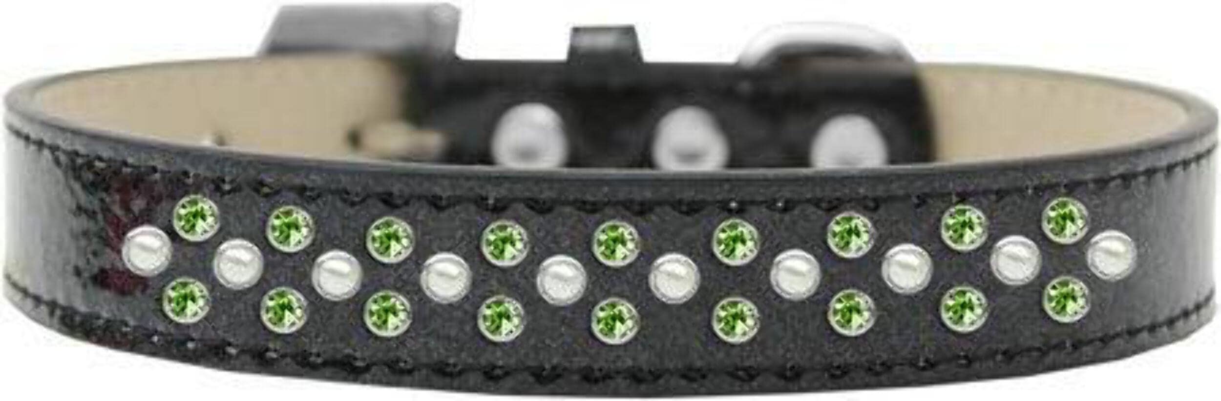 Mirage Pet Products Sprinkles Ice Cream Dog Collar with Pearl and Lime Green Crystals, Size 14, Purple