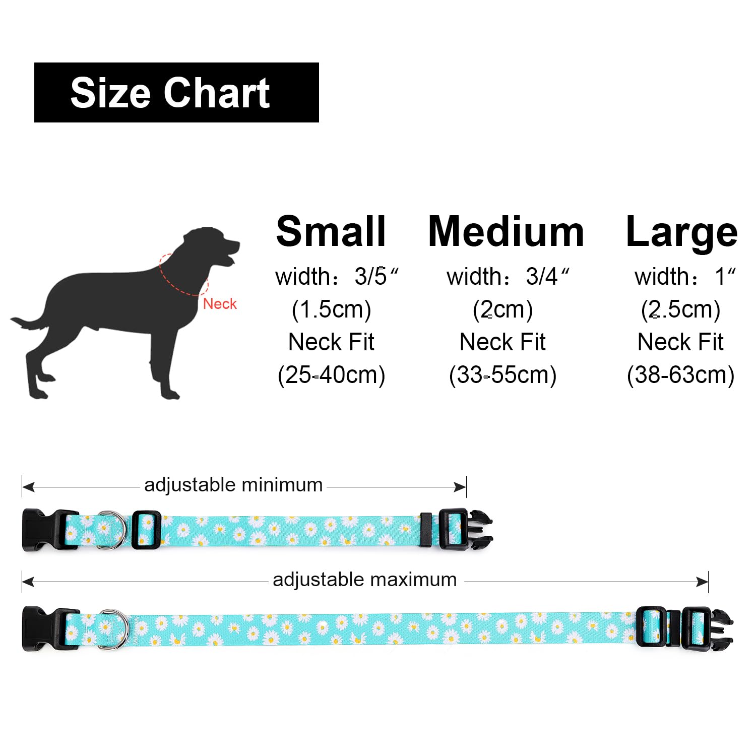 Suredoo Adjustable Dog Collar With Patterns, Ultra Comfy Soft Nylon Breathable Pet Collar For Small Medium Large Dogs (M, Blue D