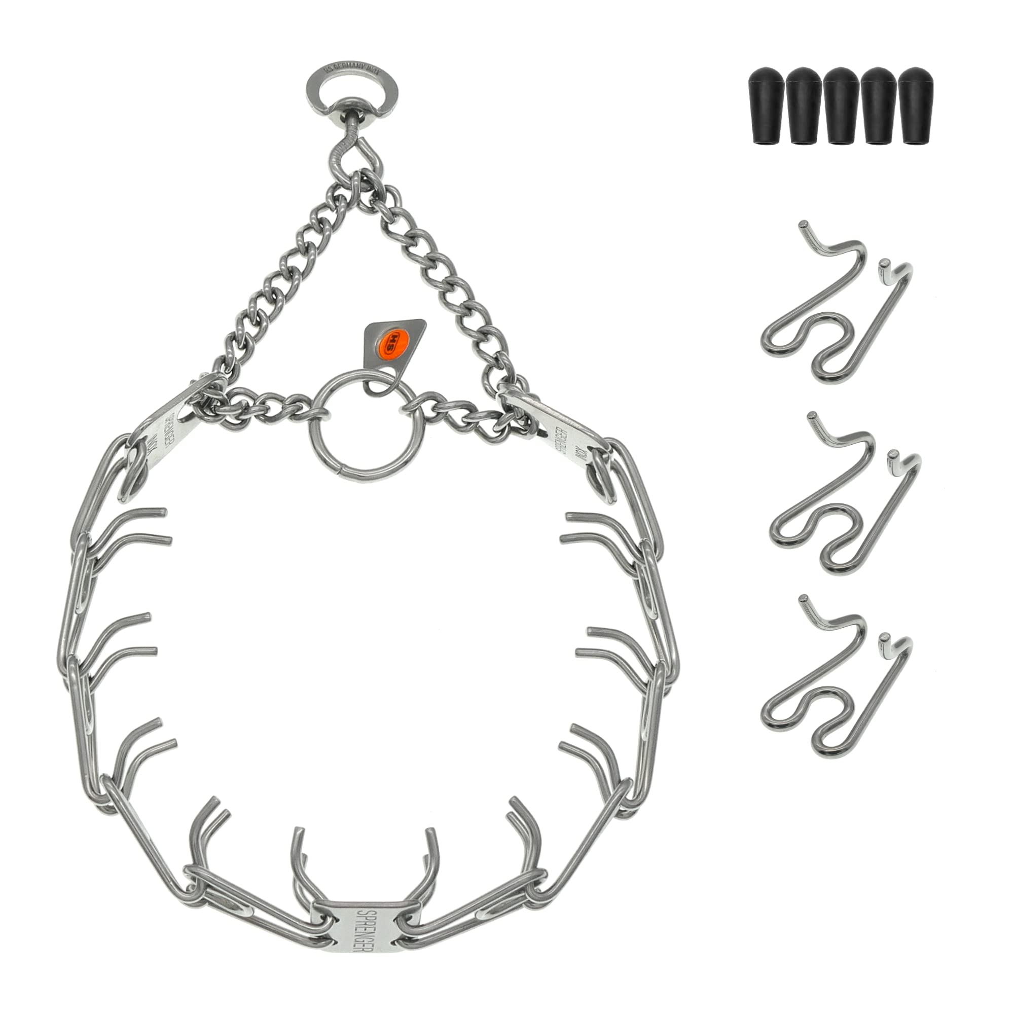 Herm Sprenger Stainless Steel Dog Collar With Swivel D-Ring, 3 Extra Links, 30 Comfort Tips For Small Medium Large Dogs Training