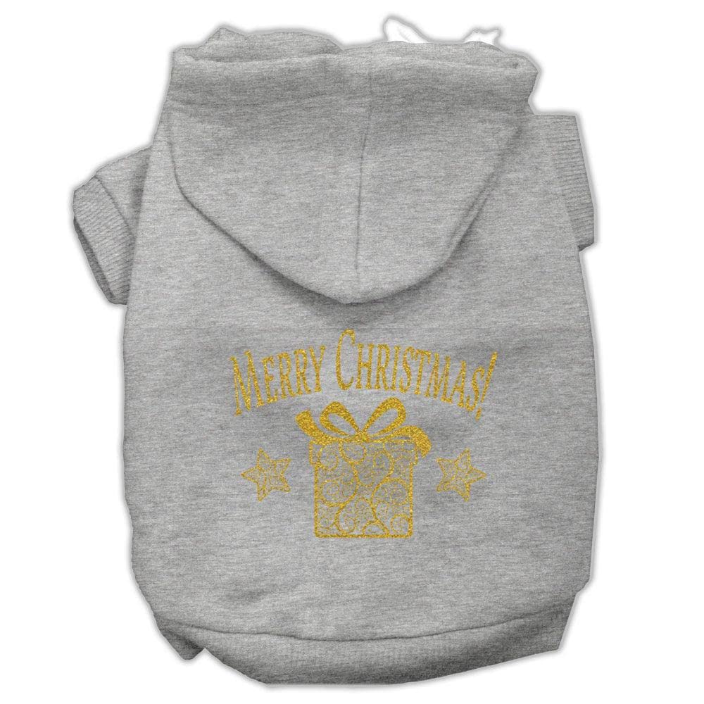 Christmas Pet Dog & Cat Hoodie Screen Printed, Golden Gray LG (10-14 lbs.)