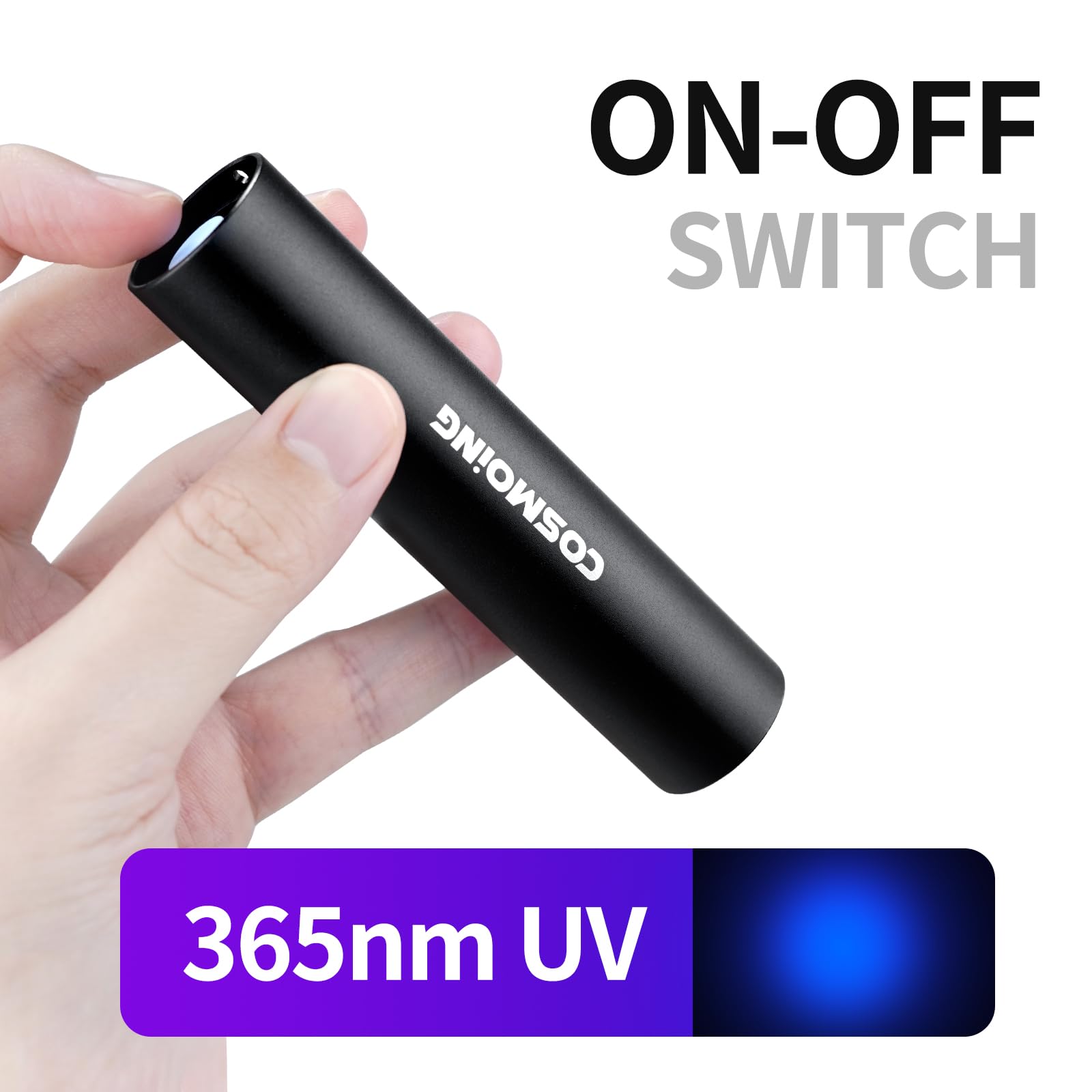 Cosmoing Uv Flashlight Usb Rechargeable, 365Nm Black Light Flashlight, Mini & Powerful Ultraviolet Flashlight Portable Detector
