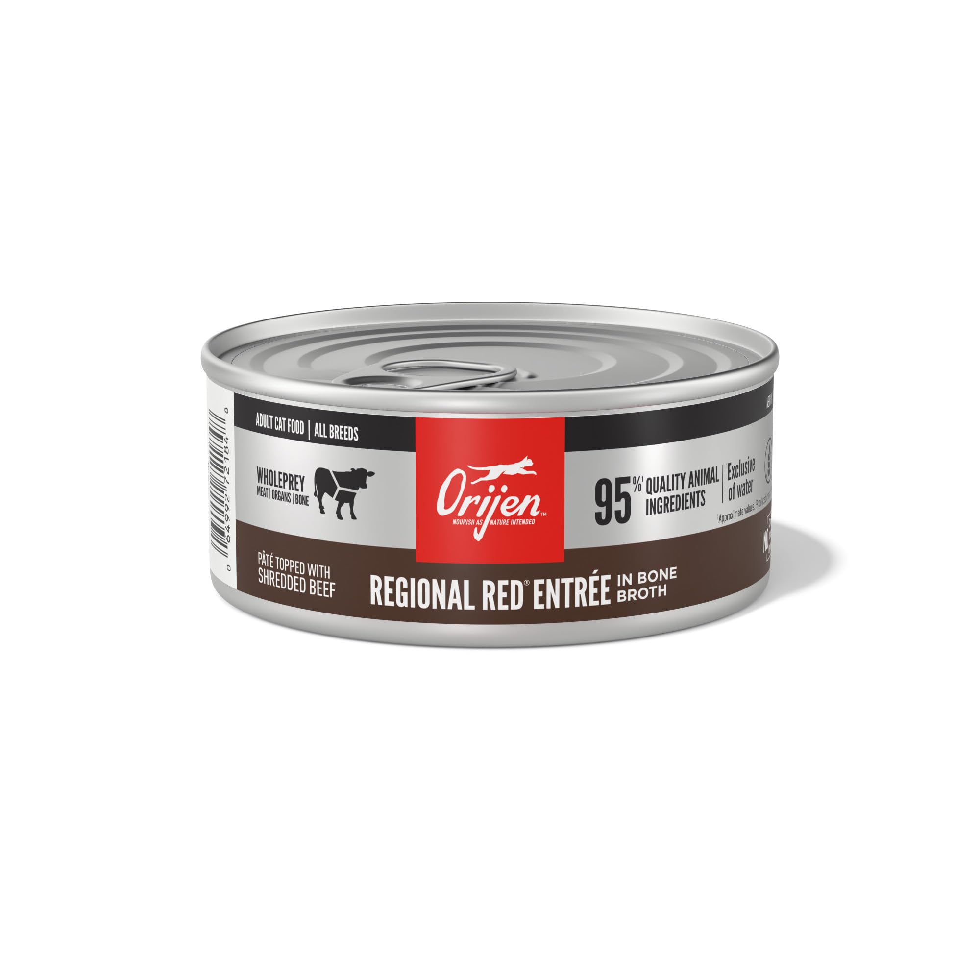 ORIJEN Adult Wet Cat Food, Grain Free Regional RED Entree in Bone Broth, WholePrey Ingredients, 5.5oz (Case of 12)