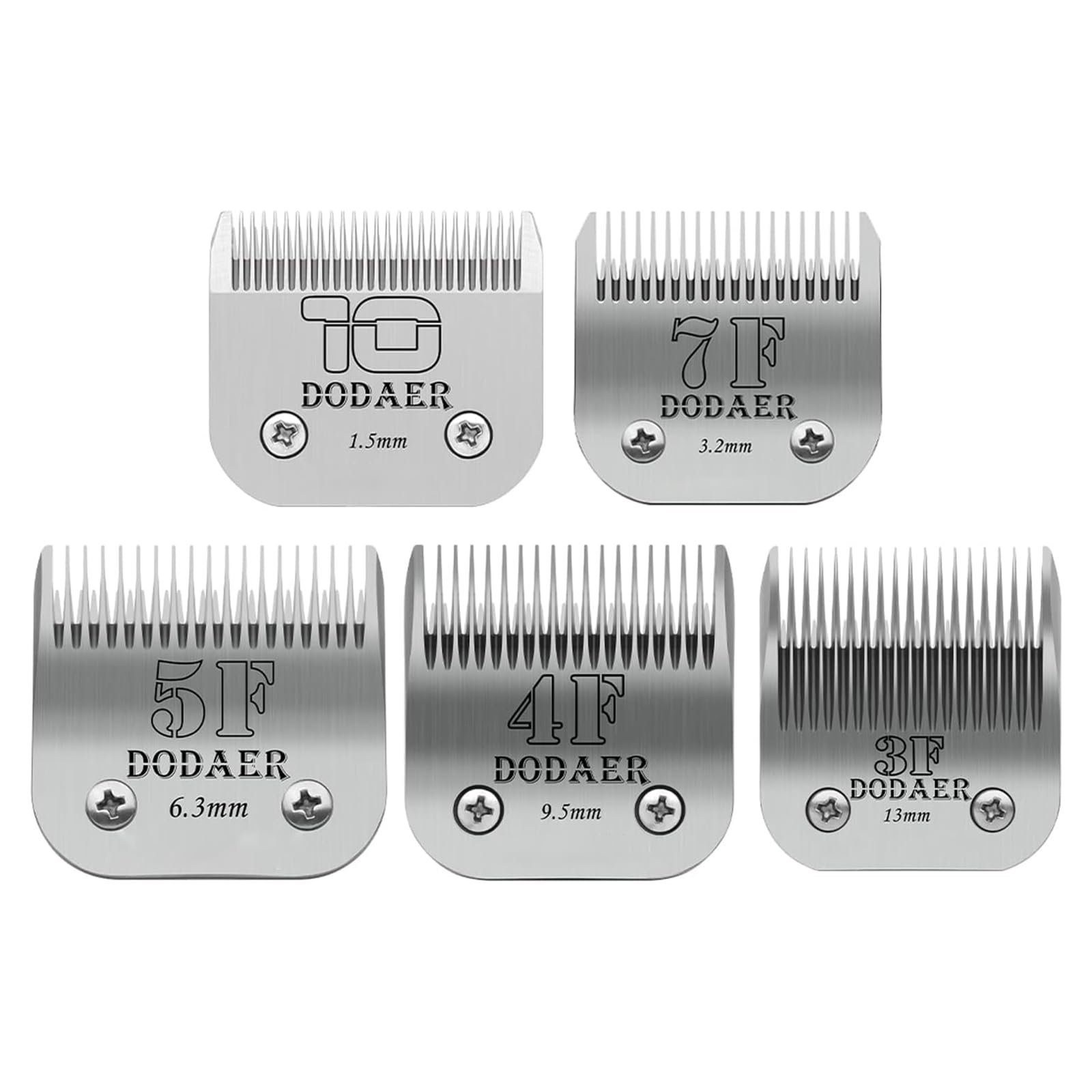 Detachable Pet Dog Grooming Blades Of Stainless Steel,Compatible With Andis,Oster-A5,Wahl Km10 Series,Size 10/7F/5F/4F/3F, 5 Cou