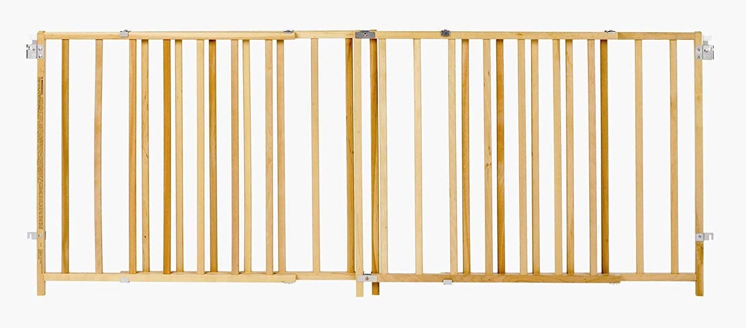 Toddleroo By North States Extra Wide Swing Wooden Gate, Fits 60'- 103' Wide. Hardware Mount. Extra Wide Baby Gate, Child Gates For Wide Openings. Made In Usa (27' Tall, Sustainable Hardwood)