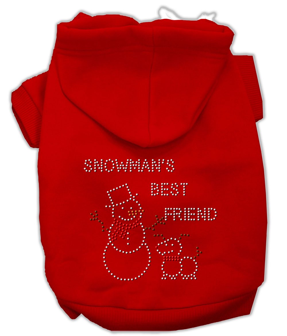 Mirage Pet Products 12-Inch Snowman's Best Friend Rhinestone Hoodie, Medium, Red