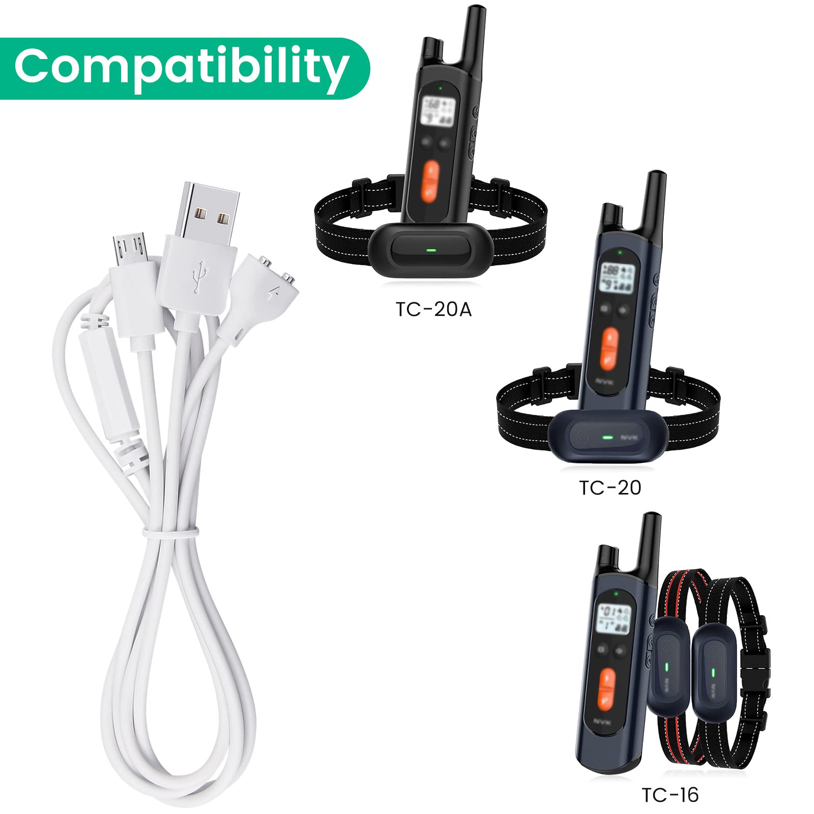 Shock Collar Charger Replacement For Nvk And For Uke Dog Training Collar, With 18W Fast-Charging Power Adapter, 2.6 Ft