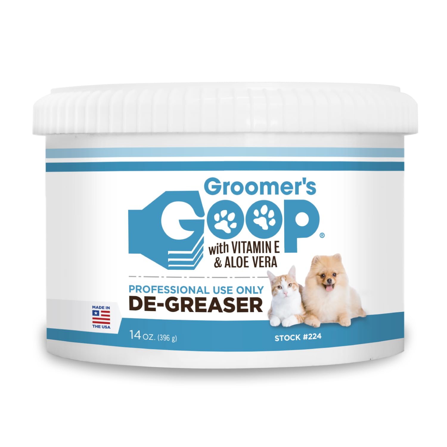 Groomer’s Goop Pre-Bath Pet Degreaser Treatment - Professional Strength Formula Removes Tough Oil & Grime from Dog & Cat Coats, Conditions Skin, Dye-Free - 14 oz Can