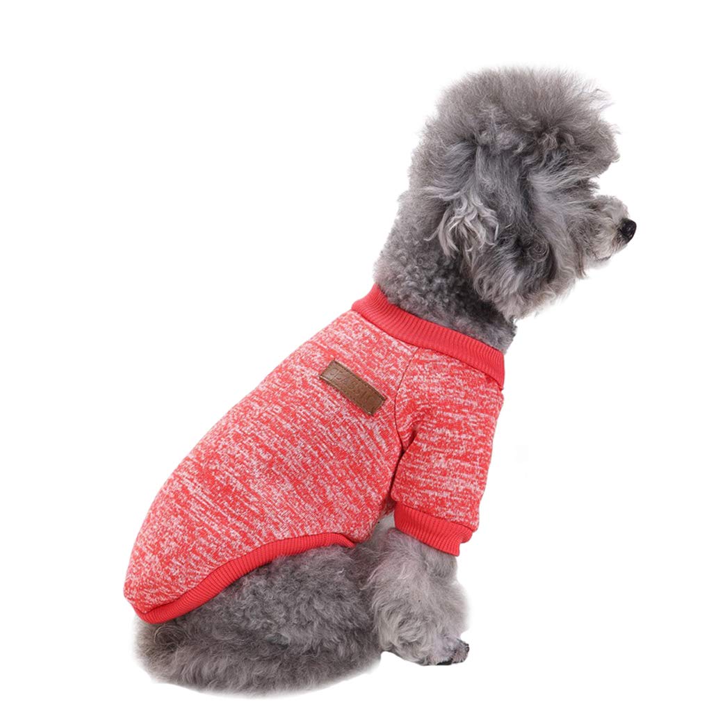 Jecikelon Pet Dog Clothes Dog Sweater Soft Thickening Warm Pup Dogs Shirt Winter Puppy Sweater For Dogs (Red, L)