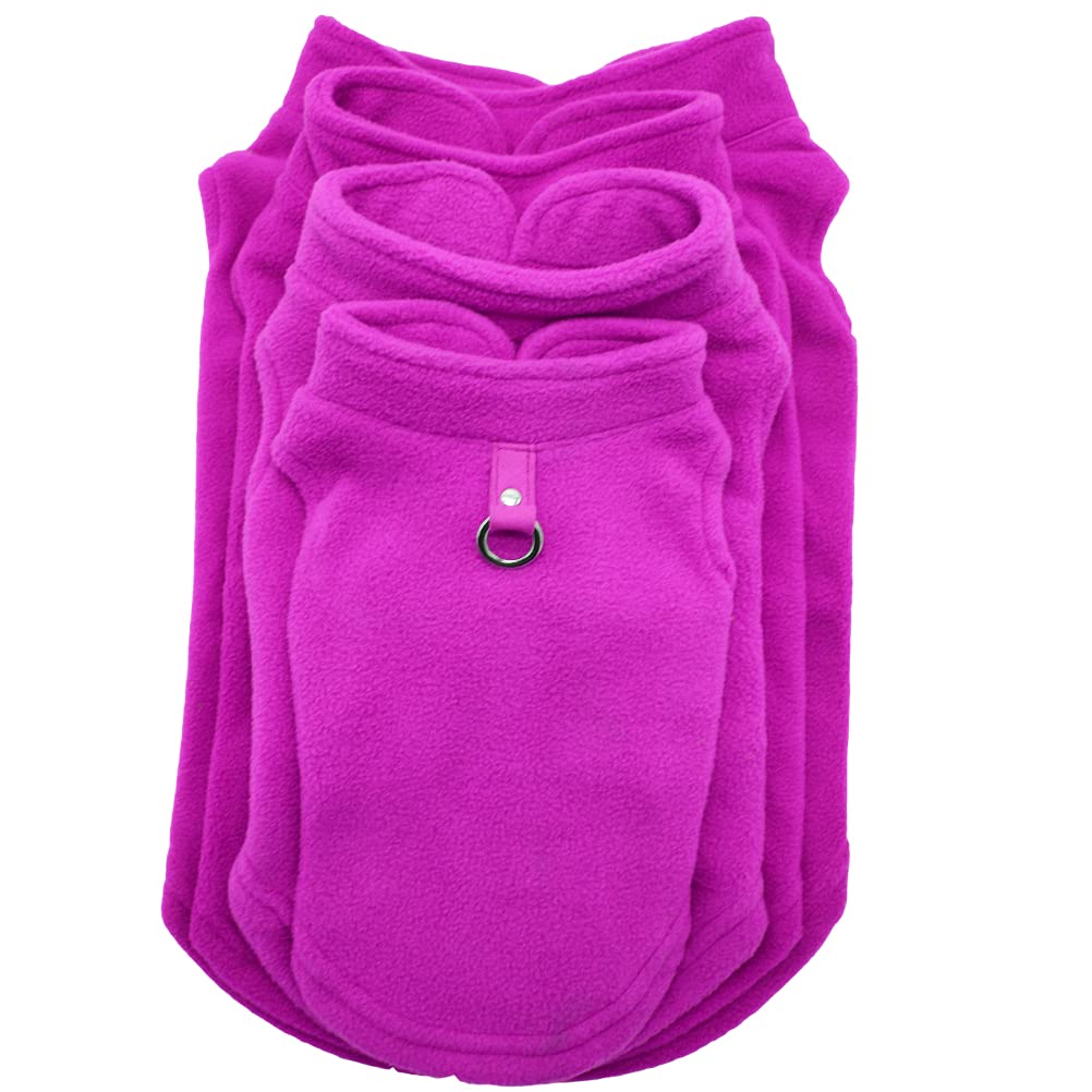Dog Fleece Vest Soft Winter Jacket Sweater With D-Ring Leash Cold Weather Coat Hoodie For Small Medium Large Dogs Purple X-Large