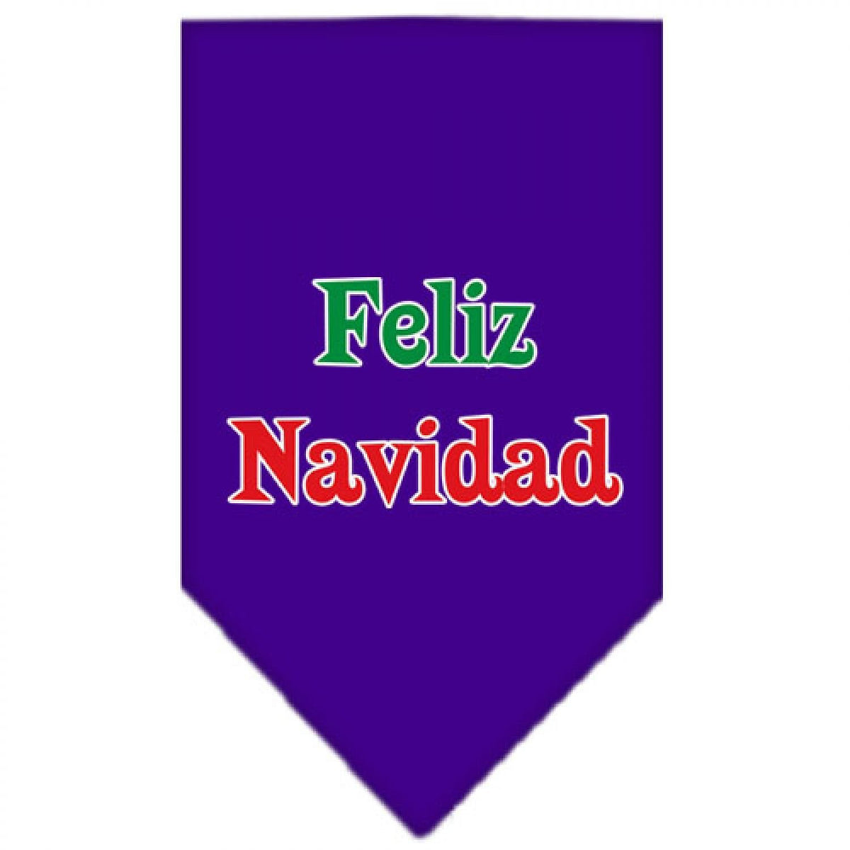 Christmas Pet and Dog Bandana Screen Printed, &quot;Feliz Navidad&quot; Purple Large