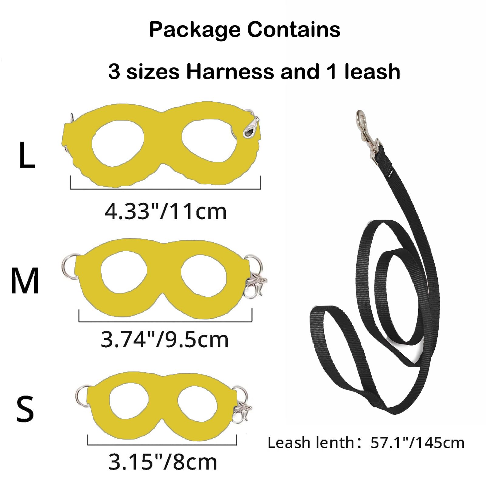 Meow&Woof 3 Pack Sugar Glider Harness And Leash Set Small Animal Training Walking Vest For Squirrel Hamster Rat Yellow