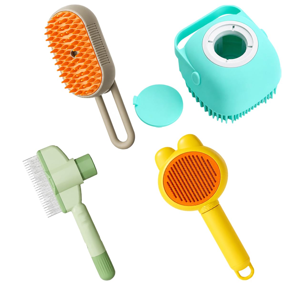 Premium Pet Grooming Kit With Steam Bath Brush Slicker Brush Flea Comb Set