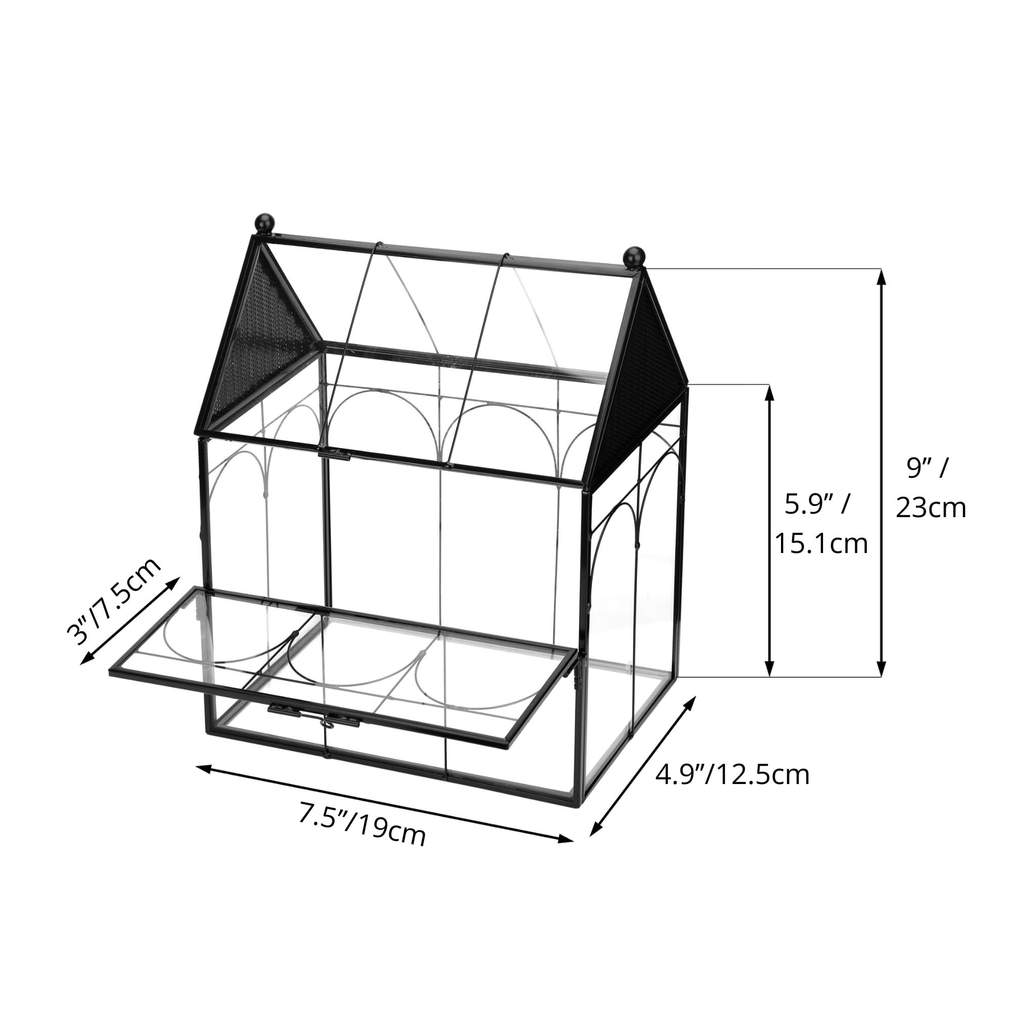 Ncyp Glass Enclosure With Vent Holes For Insect, Jumping Spiders, Snails - 7.5'' X 4.9'' X 9'' Small Closed Front Opening Door S