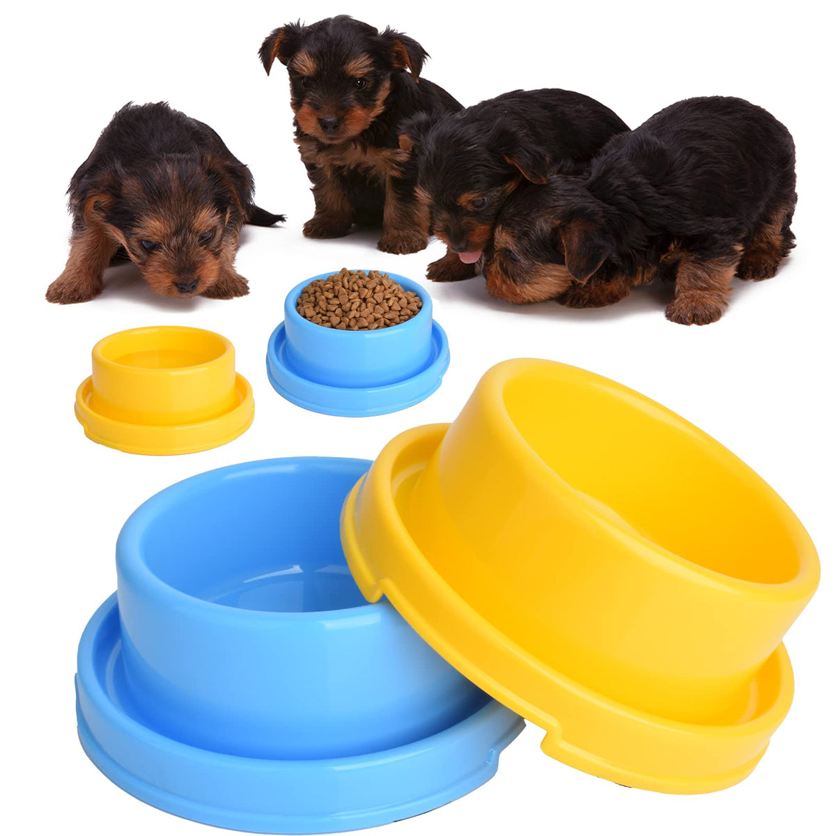 Dog Bowl Set Pet Food And Water Feeder Non-Skid Outdoor Cat Bowls Feeding Dish For Puppy Small Medium Dogs