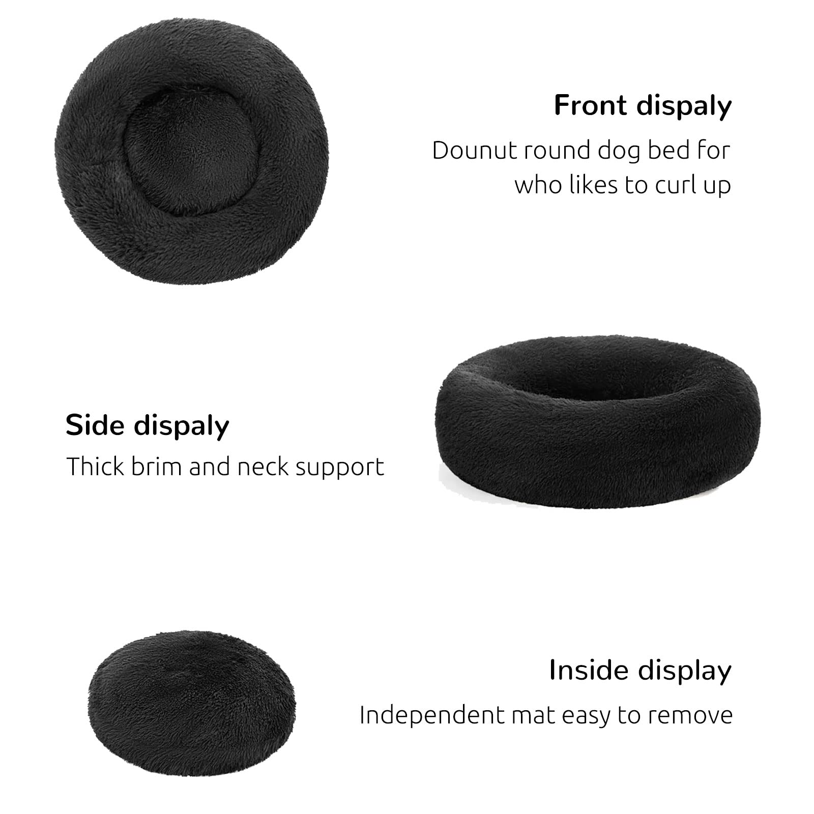 Hachikitty Calming Donut Cuddler Dog Bed, Medium Dogs, 24