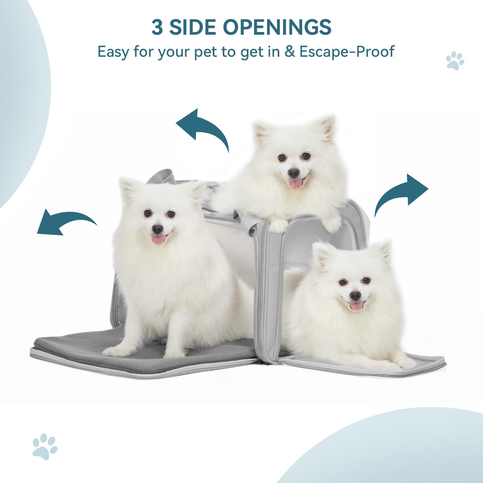 Petsfit Dog Carrier Cat Carriers For Puppies, Medium Cats Up To 25Lbs, Travel Soft Sided Pet Carrier (Large, Grey)