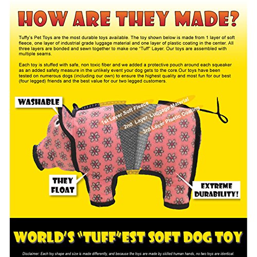 Tuffy - World'S Tuffest Soft Dog Toy - No Stuff Ring - Squeakers - Multiple Layers. Made Durable, Strong & Tough. Interactive Play (Tug, Toss & Fetch). Machine Washable & Floats (Yellow Bone)