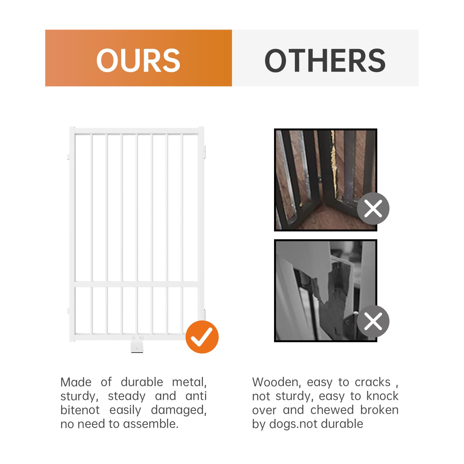 SNUOWU Full Metal Freestanding Dog Gate with Door, 32Height Foldable Pet Dog Fence for Indoor & Outdoor, 2 Panels Extra Wide F