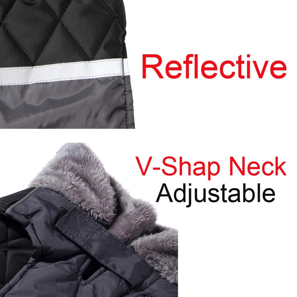 Joydaog Fleece Collar Reversible Dog Coats For Small Dogs Waterproof Warm Puppy Jacket For Cold Winter,Black M