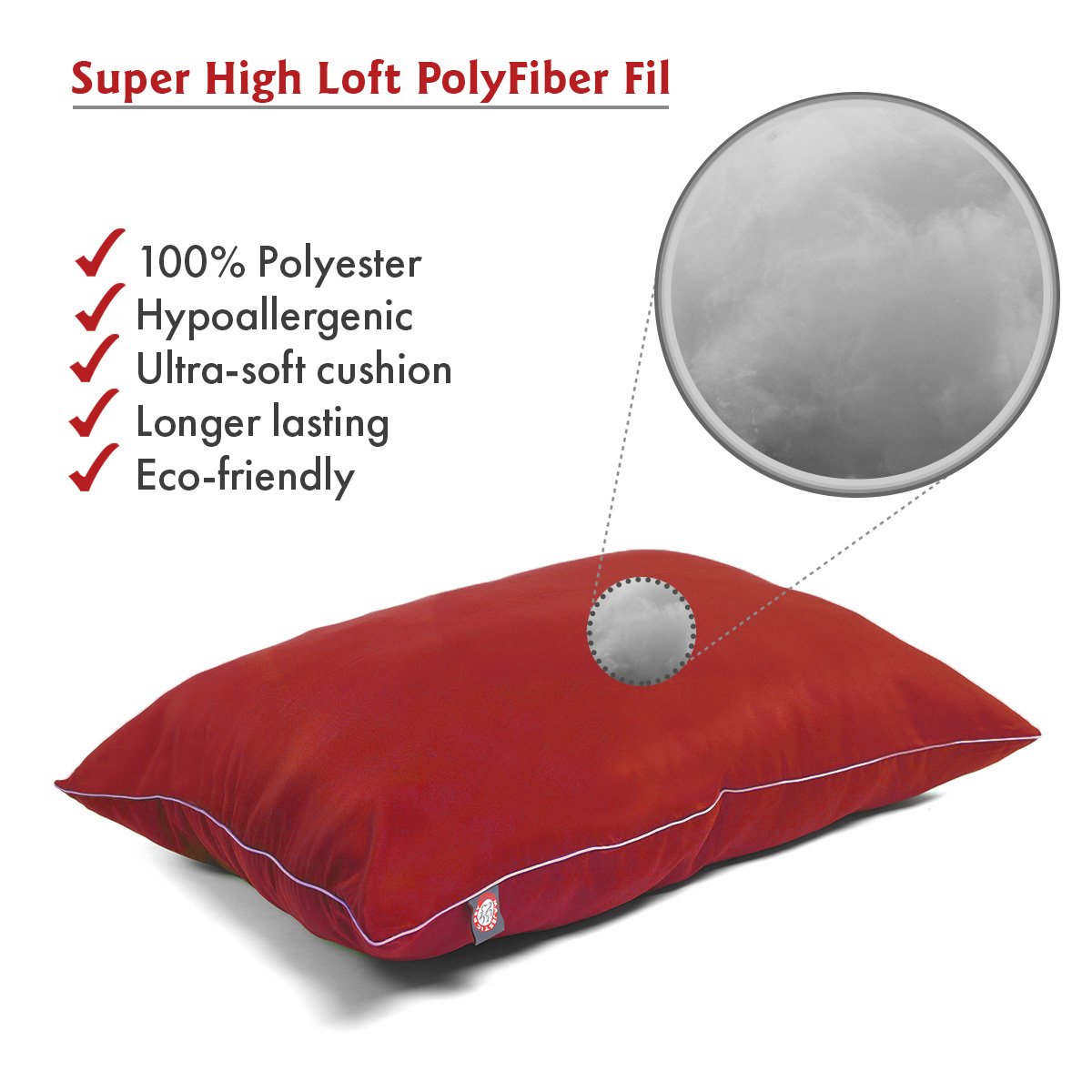 Majestic Pet Rectangle Large Dog Bed Washable – Non Slip Comfy Pet Bed – Dog Crate Bed Super Value Pillow Dog Bed – Dog Kennel Bed For Sleeping - Dog Bed Large Breed 46 X 35 Inch – Solid Red