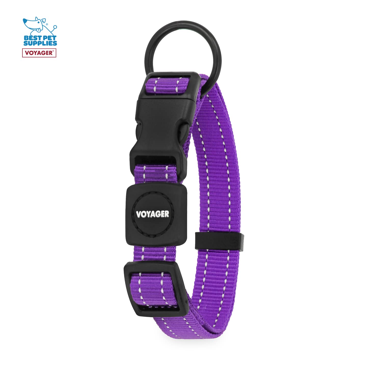 Voyager Reflective Dog Leash Collar Set With Neoprene Handle Supports Small, Medium, And Large Breed Puppies, Cute And Heavy Duty For Walking, Running, And Training - Purple, L