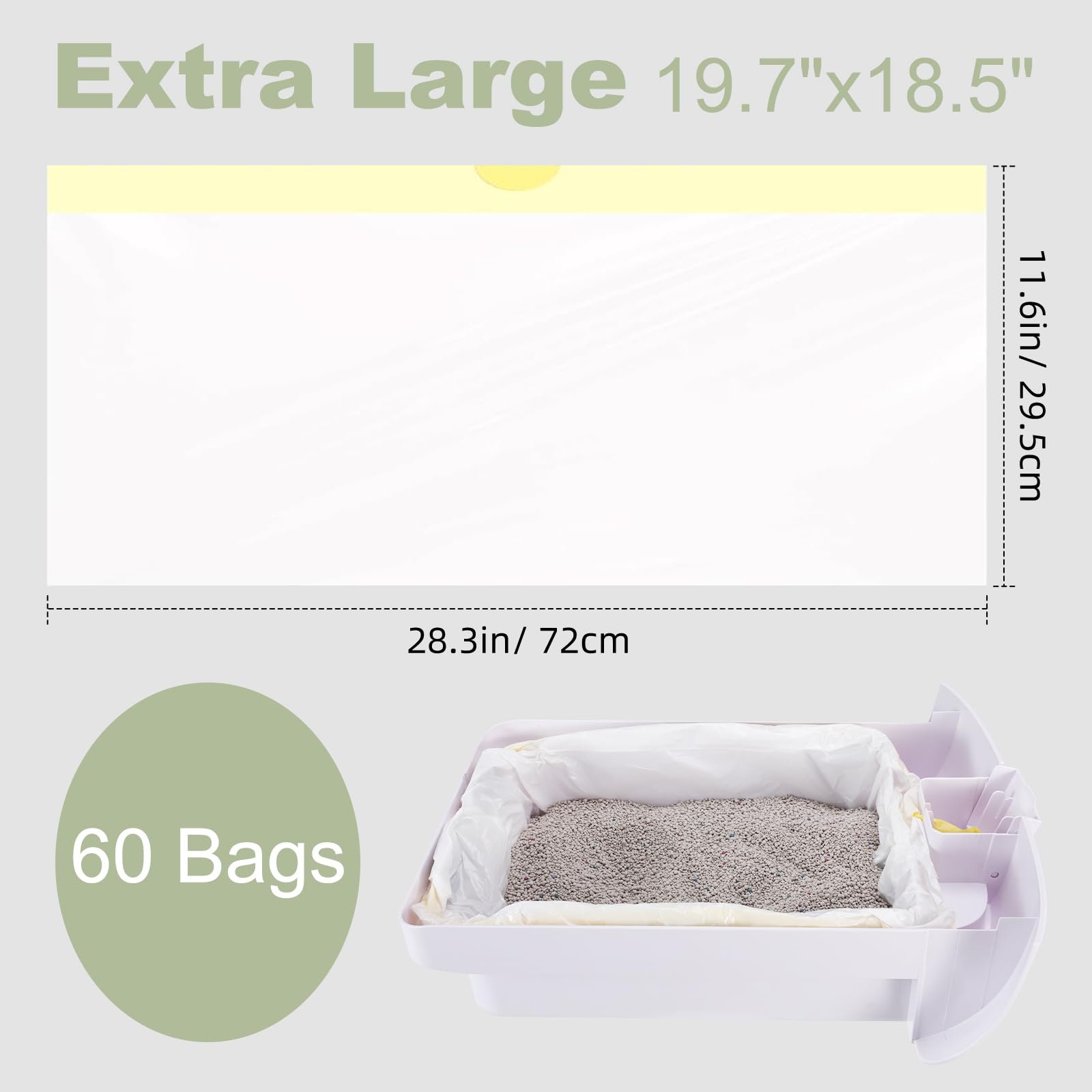 Giosuan Self Cleaning Cat Litter Box, Drawstring Cat Litter Box Liners, Pet Waste Bags-4 Rolls, 28   X 12   , 60 Counts For Auto