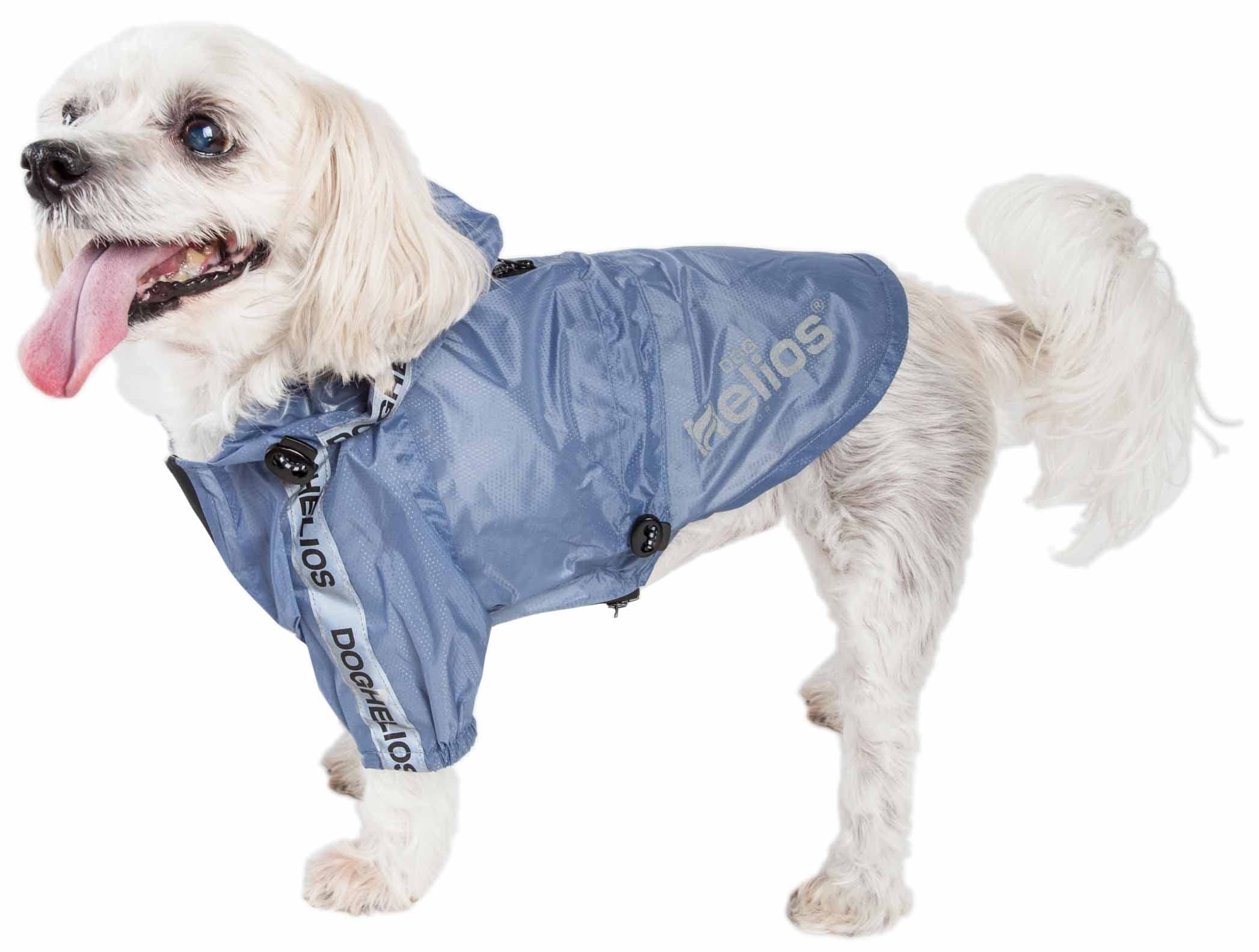 Dog Helios Torrential Shield Adjustable and Waterproof Dog Raincoat Poncho, MD, Blue