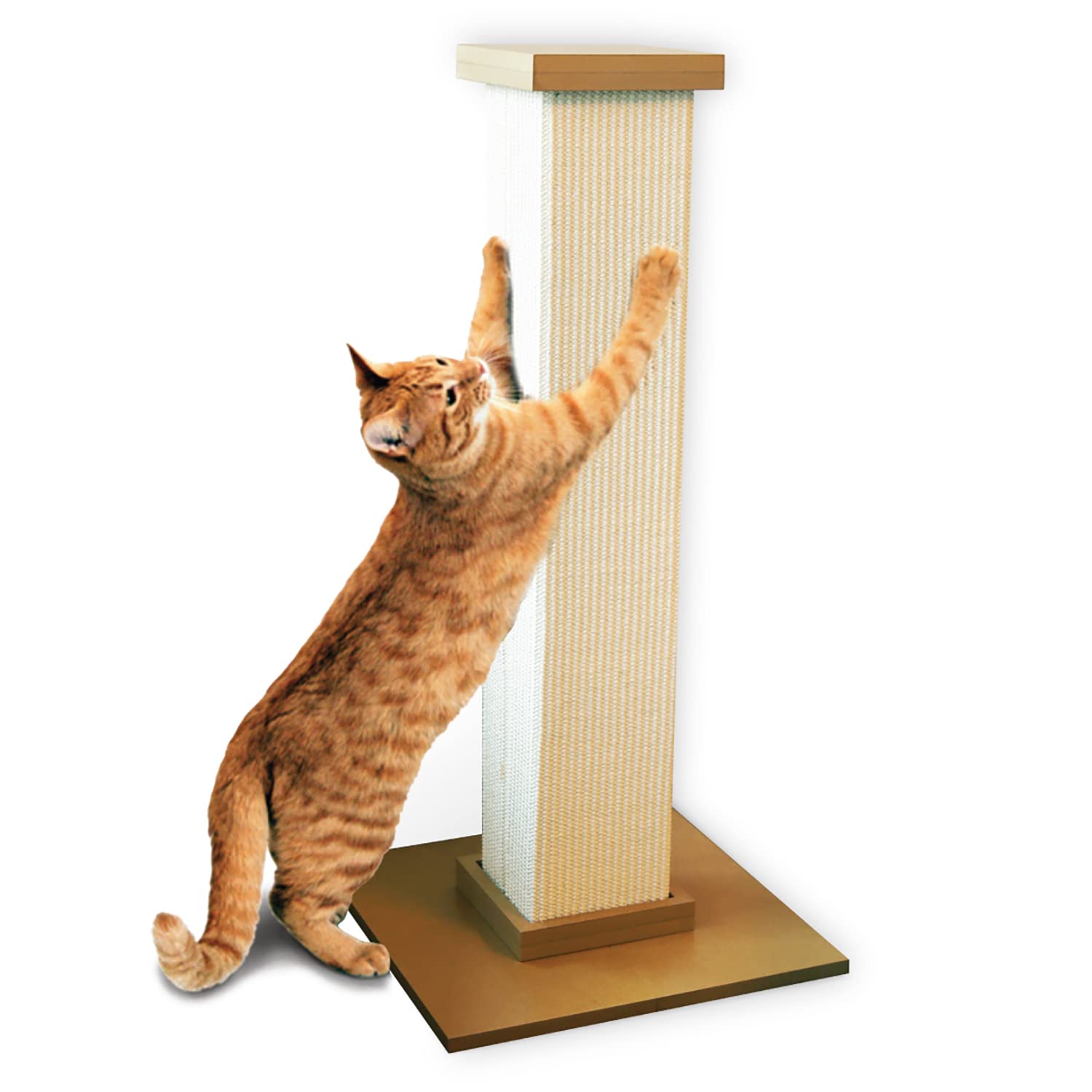 SmartCat Ultimate Scratching Post - Beige, Large 32 Inch Tower - Sisal Fiber, Simple Design - For All Cats