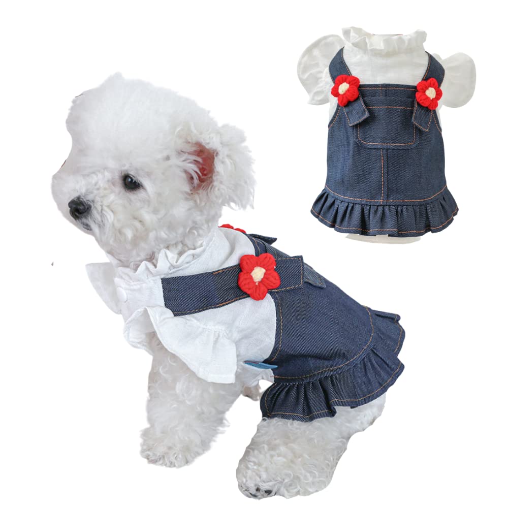 Harikaji Pet Dress, Sweet Flower Small Dog Skirt Girl Tutu Clothing Puppy Cat Apparel Teddy Clothes Wedding Dresses For Spring S