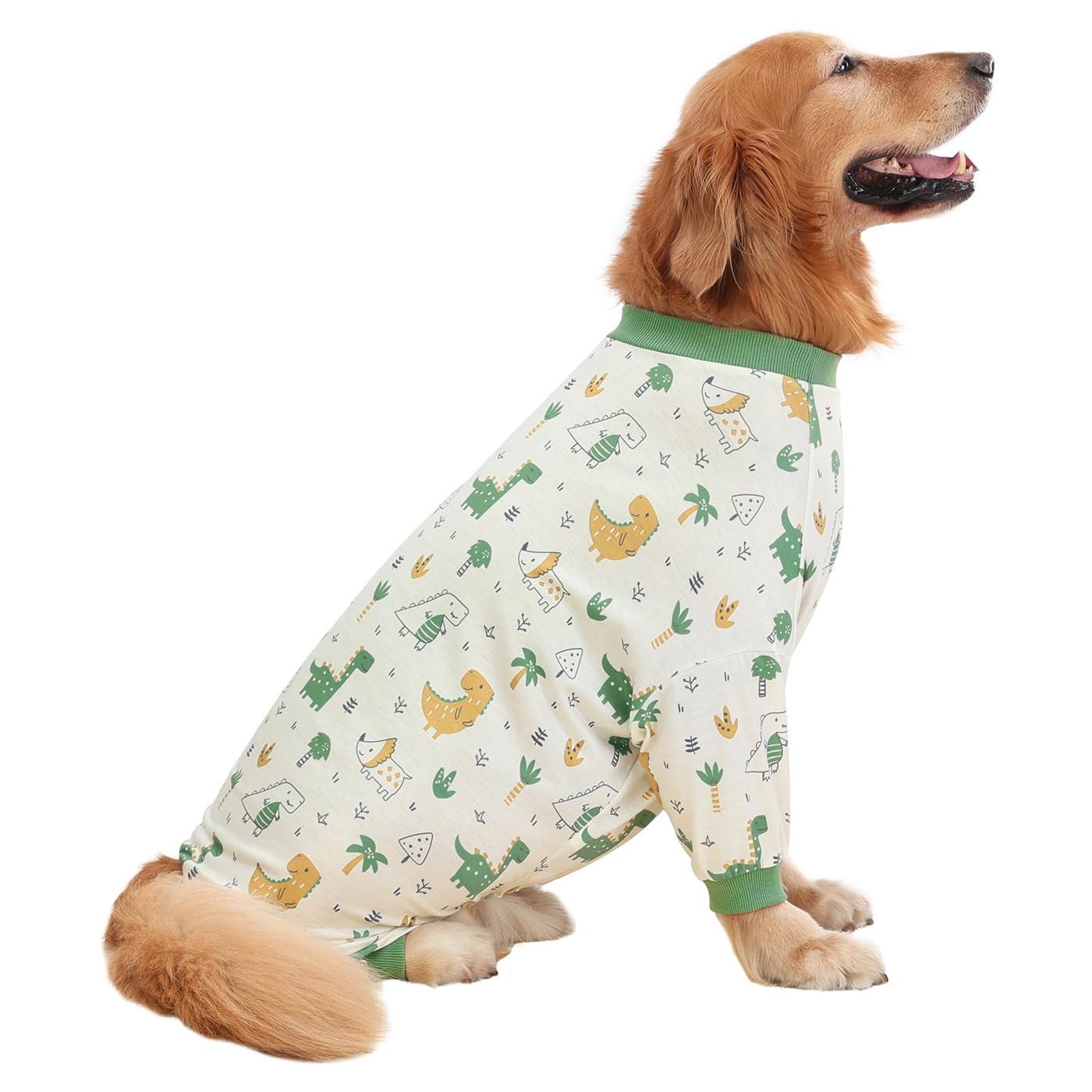 HDE Dog Pajamas One Piece Jumpsuit Lightweight Dog PJs Shirt for M-3XL Dogs Forest Dinos - 3XL
