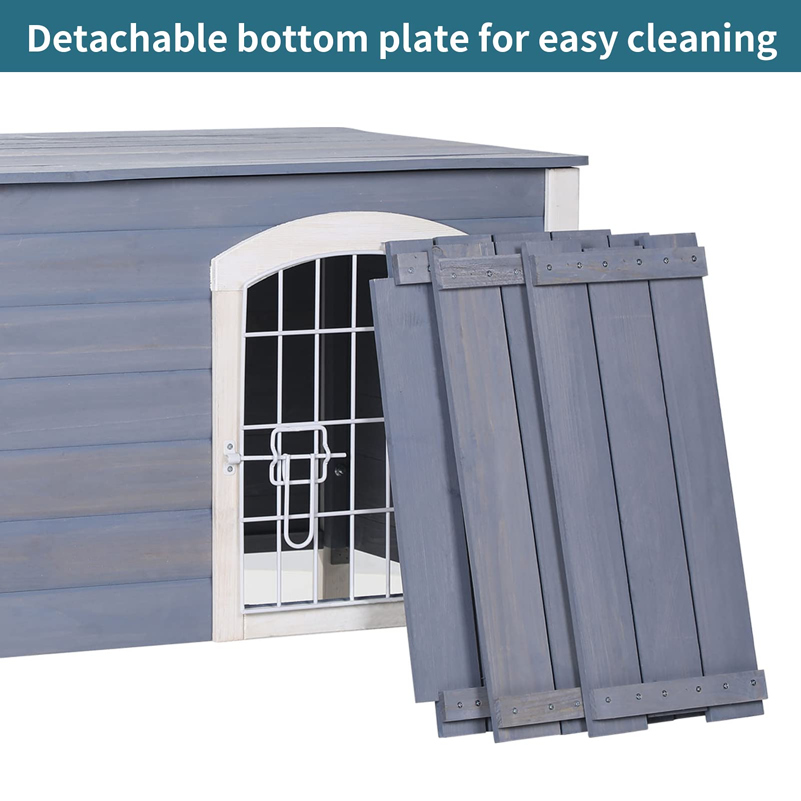 Petsfit Small Dog House For Small Dogs Indoor, Wooden Dog House With Elevated Floor&Anti-Slip Bottom, 31.5''L  21.5''W  21''H