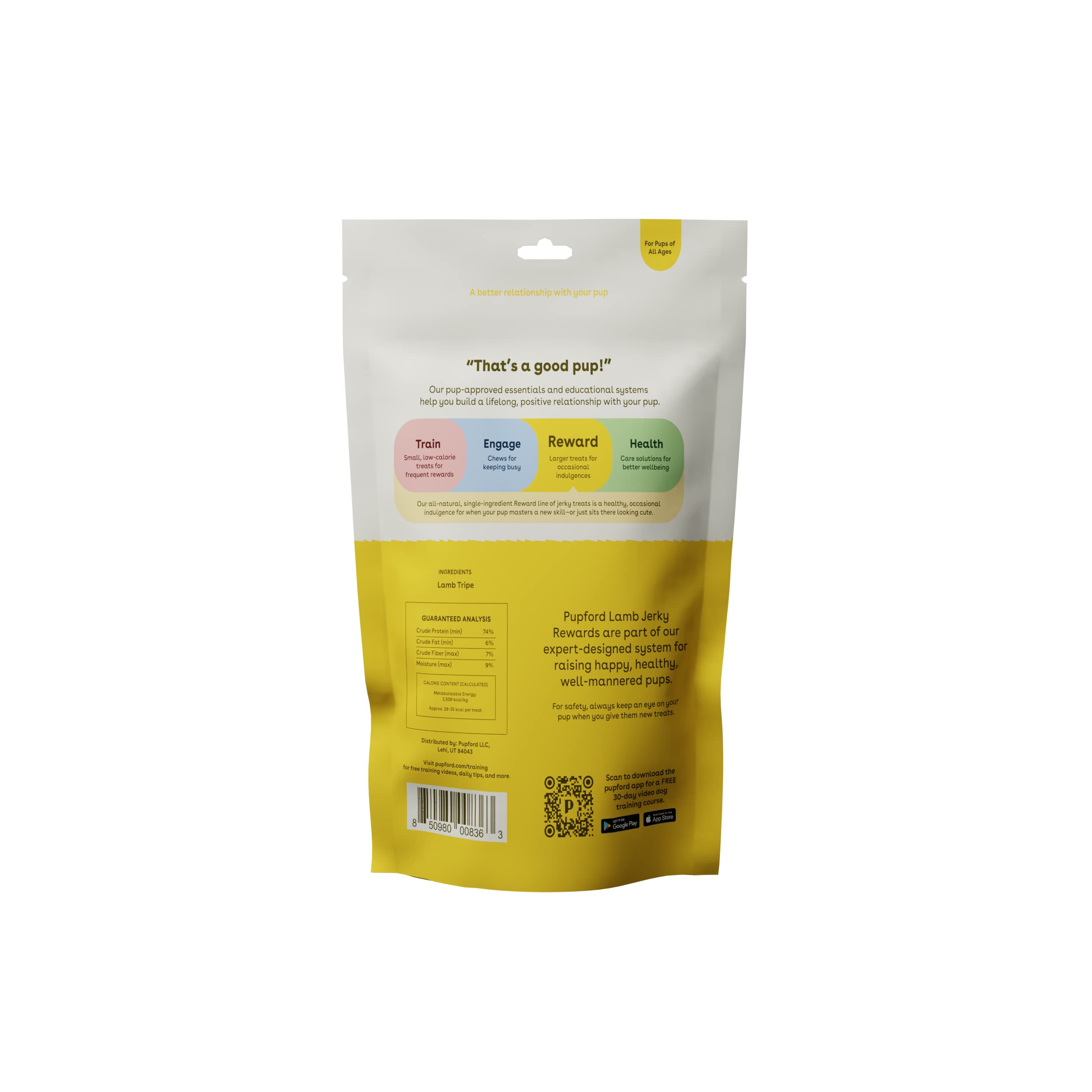Pupford Lamb Jerky Treats for Dogs for Large & Small Dogs of All Ages | Made in USA, 100% Real Meat & No Fillers | Dogs Love The
