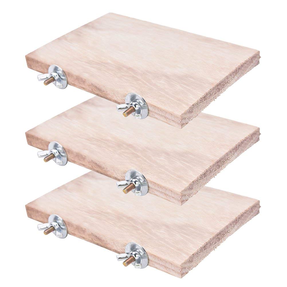 Coscosx 3Pcs Pet Parrot Bird Cage Perches Square Wooden Stand Platform Budgie Toys Bird Tree Perches For Parakeets