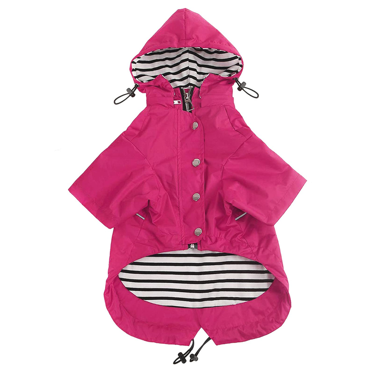 Morezi Dog Zip Up Dog Raincoat With Reflective Buttons, Rain/Water Resistant, Adjustable Drawstring, Removable Hood, Stylish Premium Dog Raincoats - Size Xs To Xxl Available - Pink - L